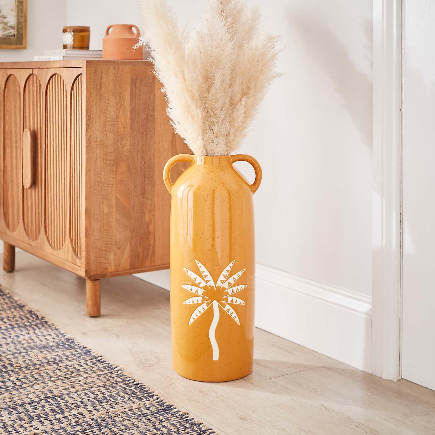 Sunbeam Palm Ceramic Floor Vase