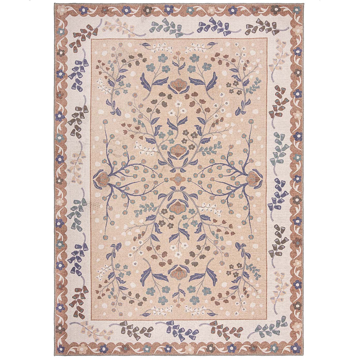 PractiRug Sabrina Floral Washable Rug