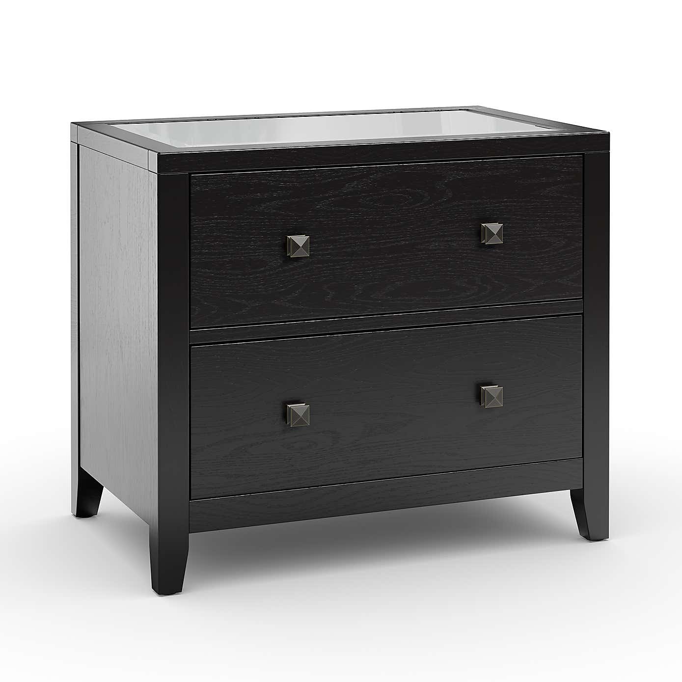 Malone Wide 2 Drawer Bedside Table, Natural