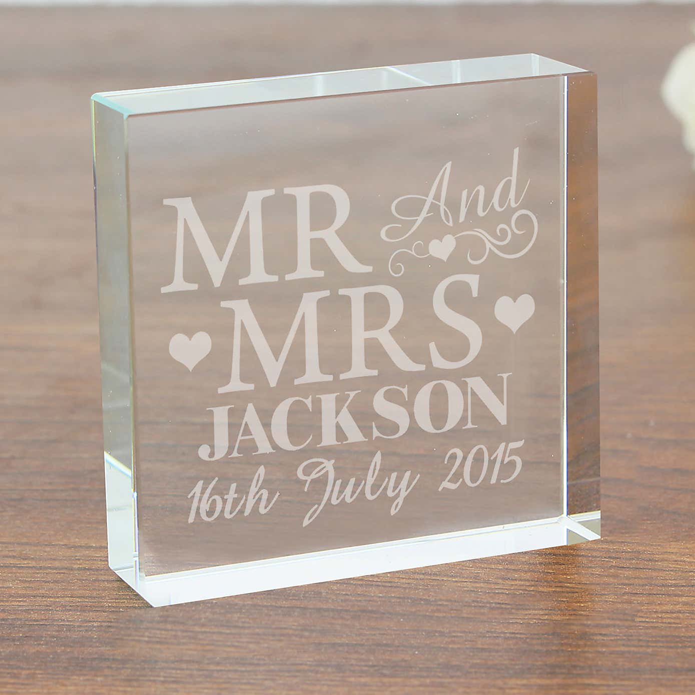 Personalised Mr and Mrs Crystal Token