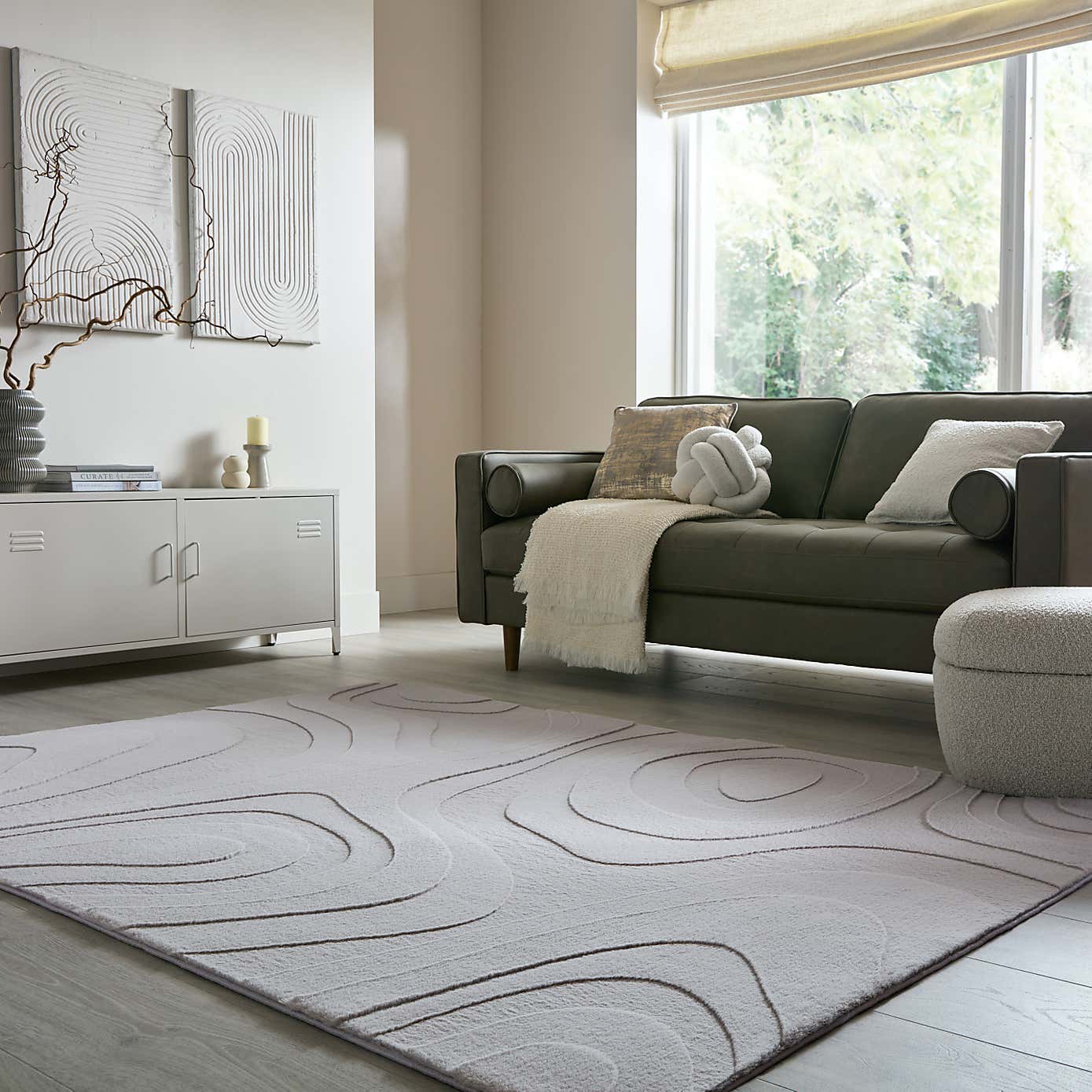 Neve Abstract Faux Fur Wave Rug