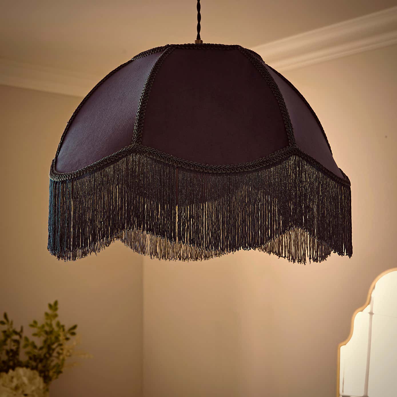 Carmona Fringed Velvet Lamp Shade