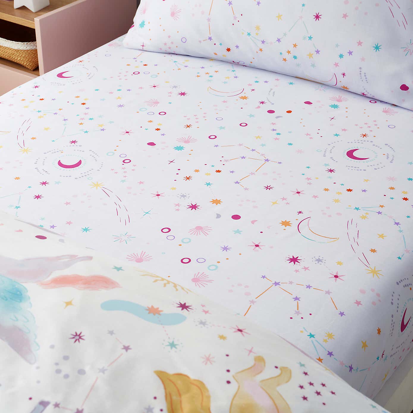 Pack of 2 Celestial Unicorn Polycotton Fitted Sheets