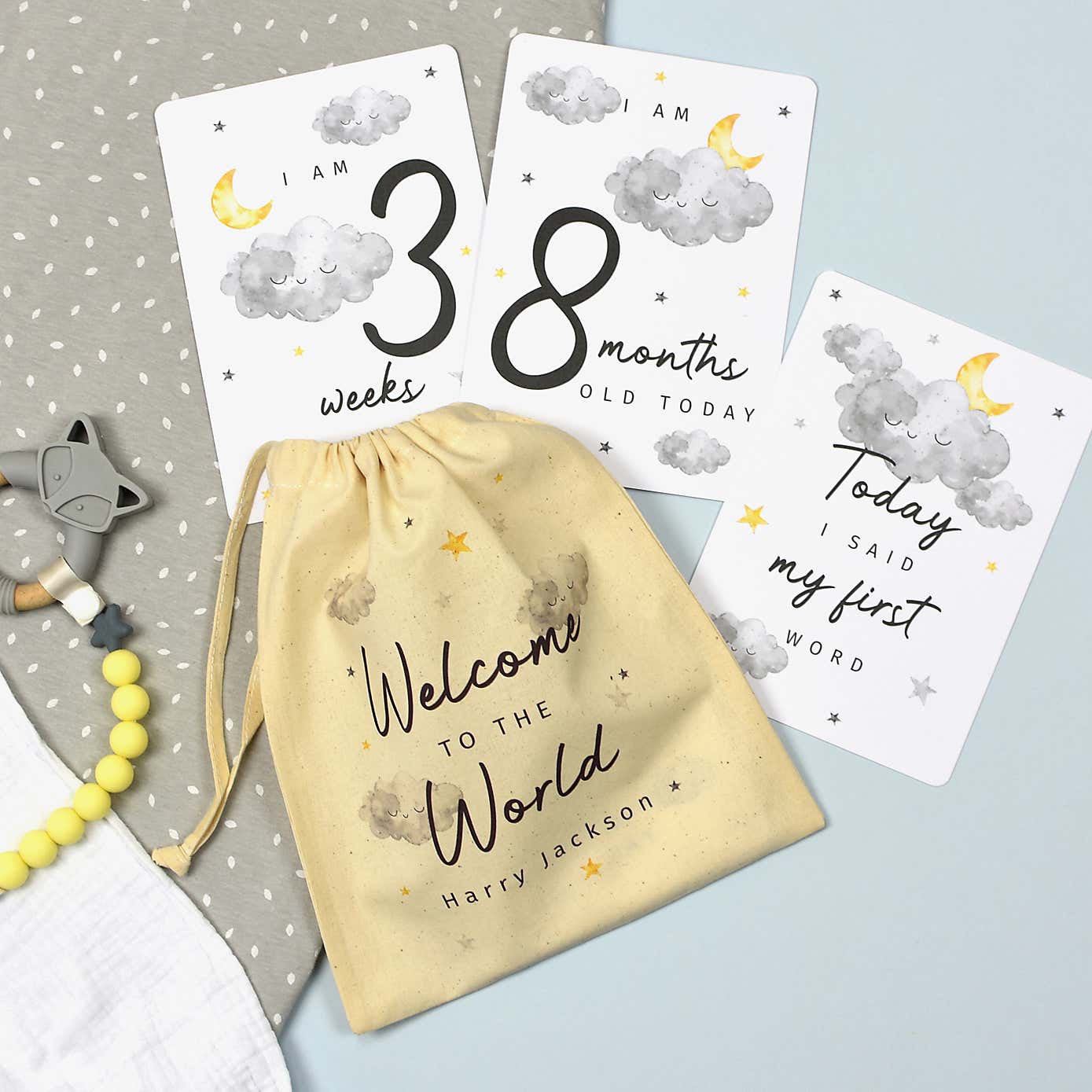 Personalised Cloud Baby Milestone Cards