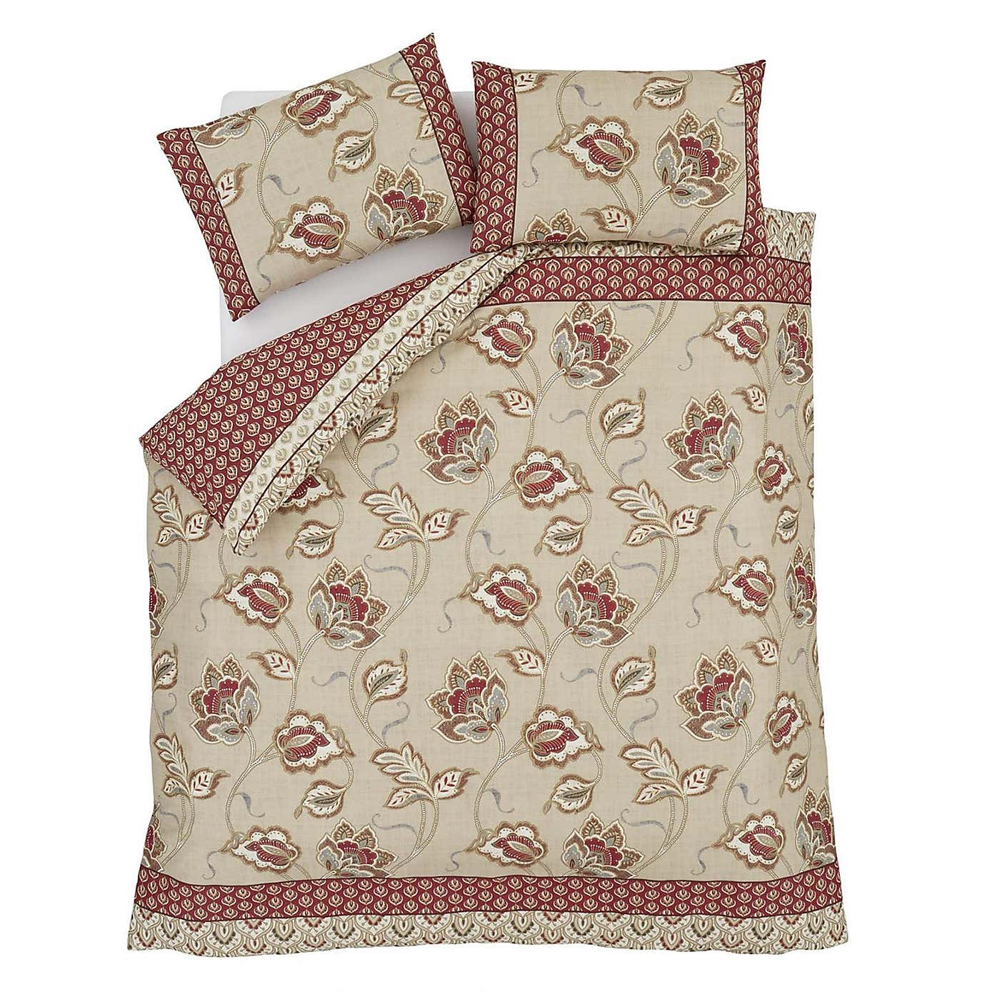 Catherine Lansfield Kashmir Red Duvet Cover and Pillowcase Set