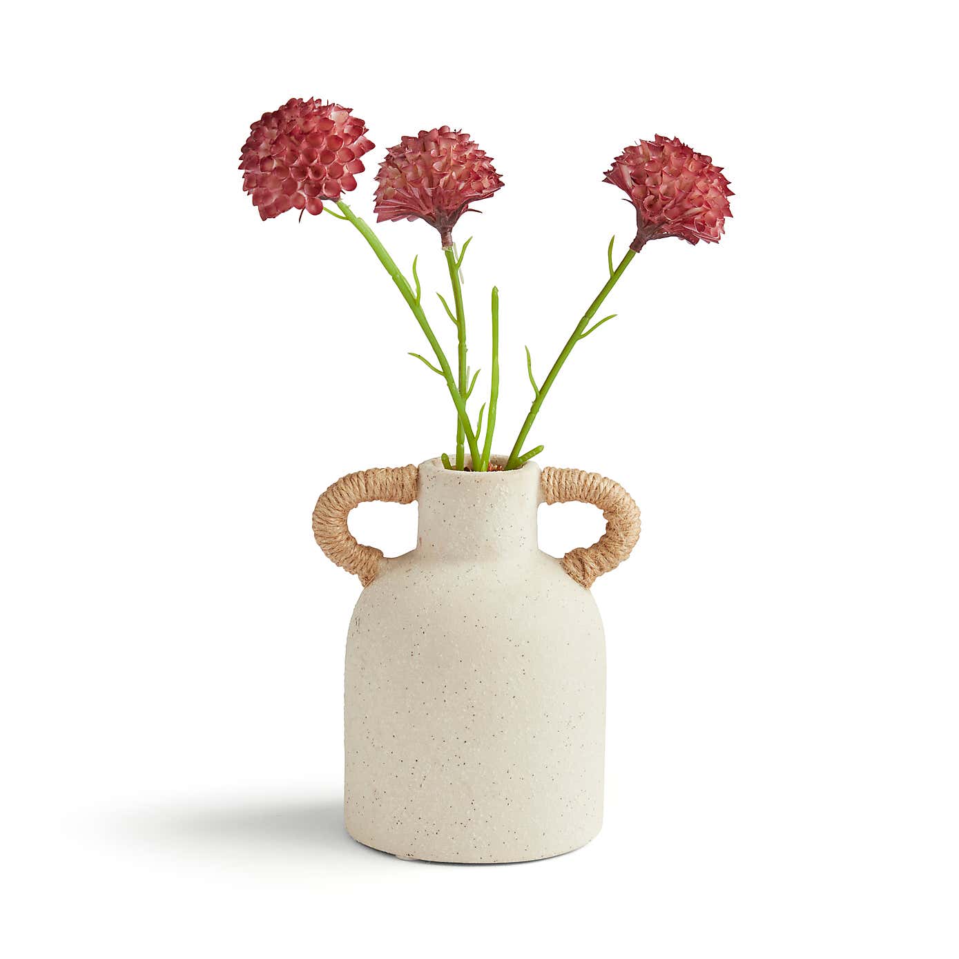 Artificial Honeycomb Dahlia Flowers in Woven Handled Vase