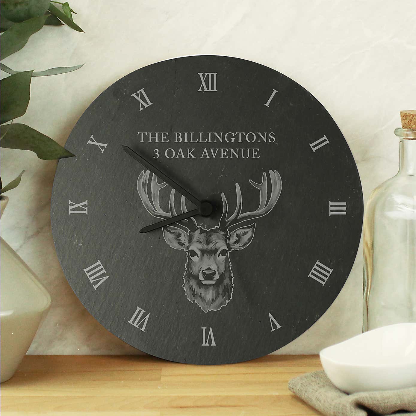 Personalised Stag Slate Wall Clock