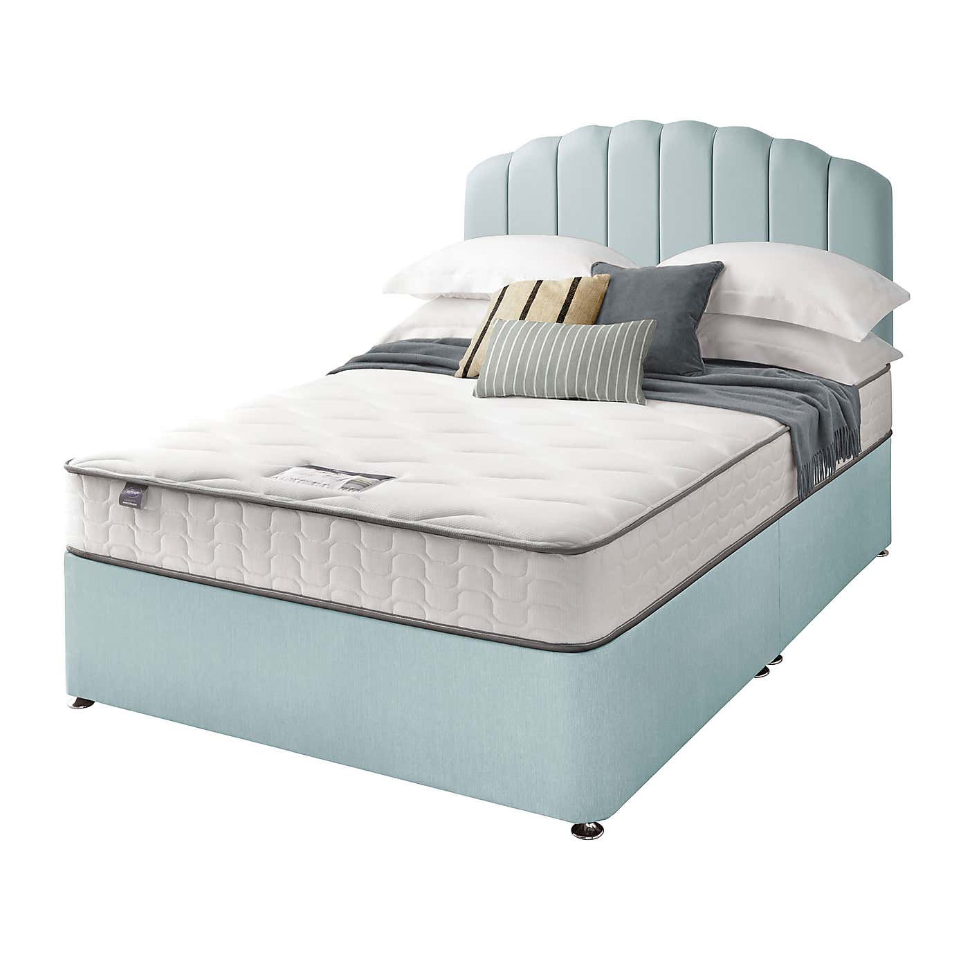 Silentnight 2 Drawer Divan Bed With Fabric Merlin Headboard