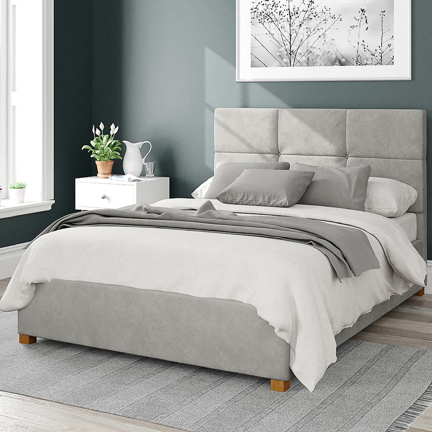 Caine Plush Velvet Ottoman Bed Frame