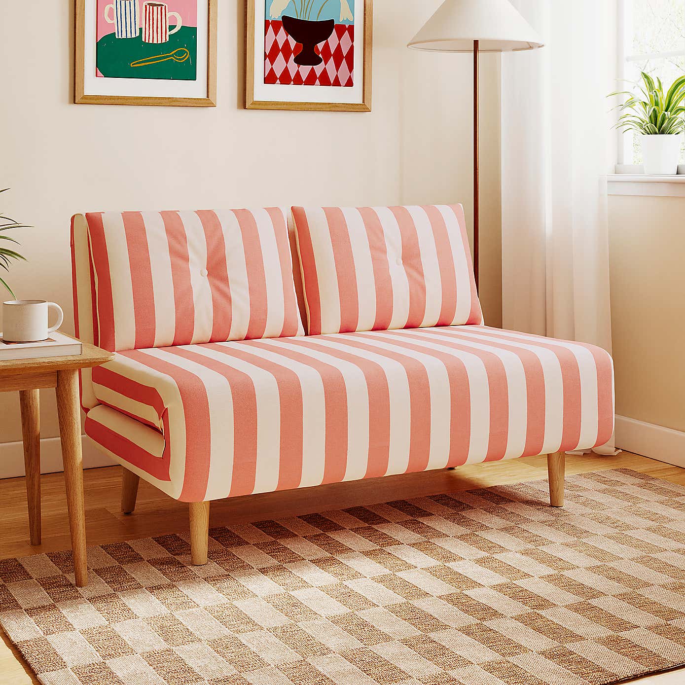Phoebe Woven Stripe Small Double Sofa Bed