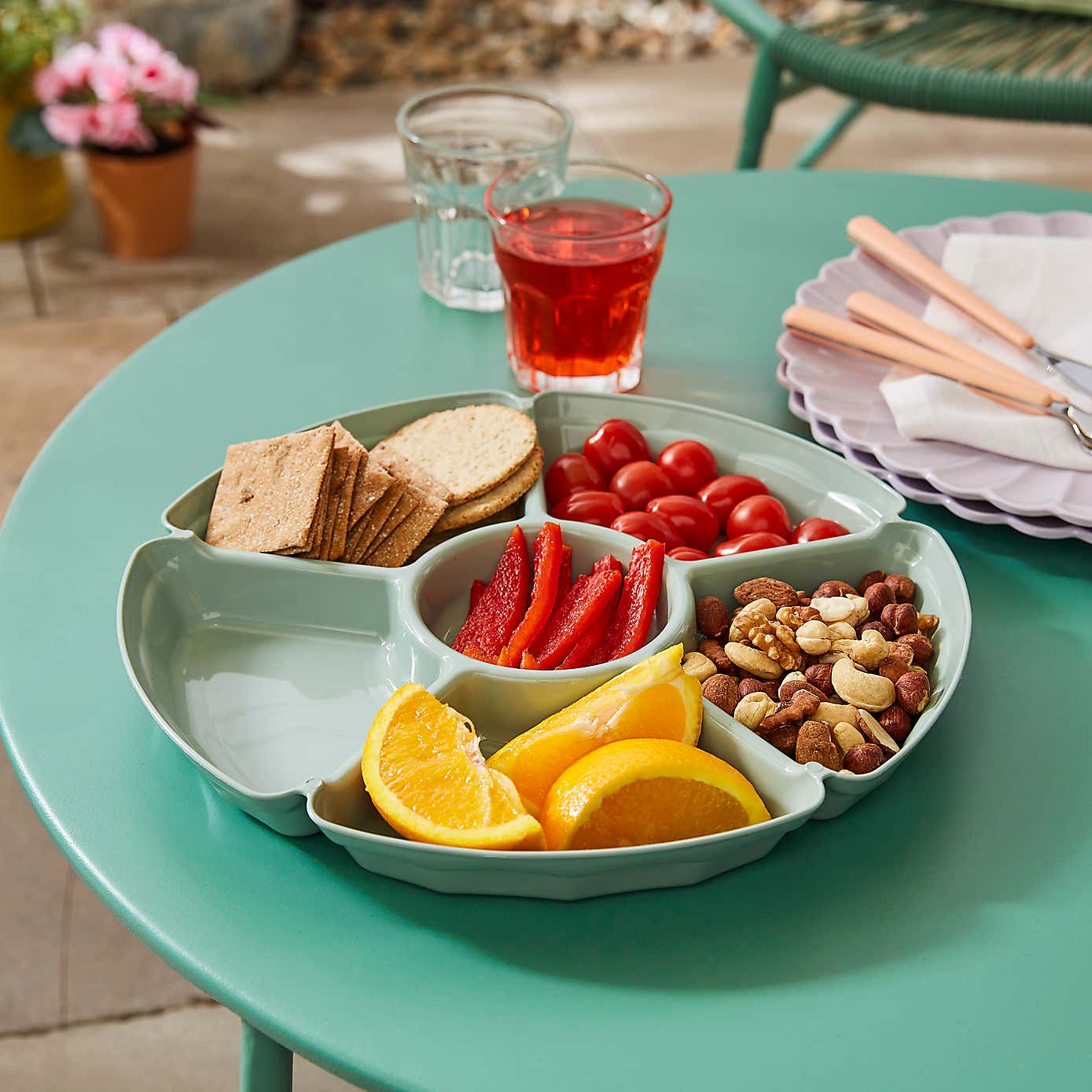 Chip & Dip Sage Green Sharing Plate