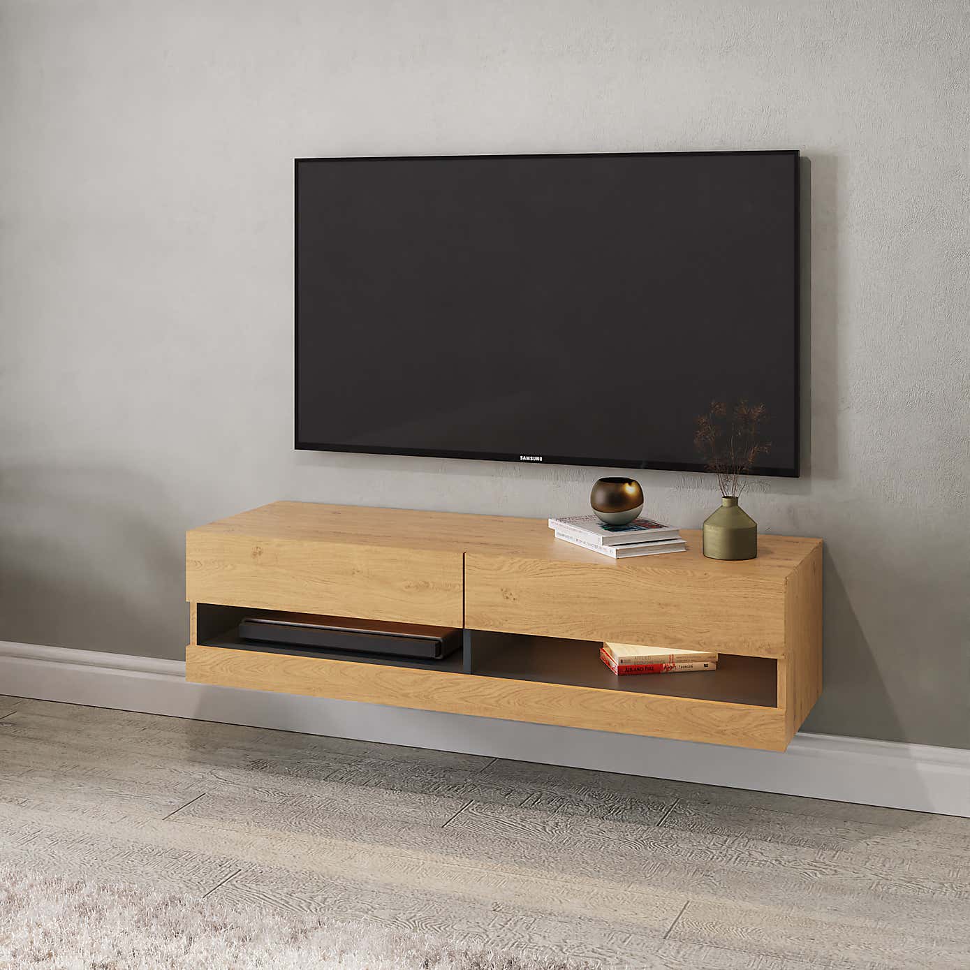 Delta 120cm Wall TV Unit with LEDs for TVs up to 55"