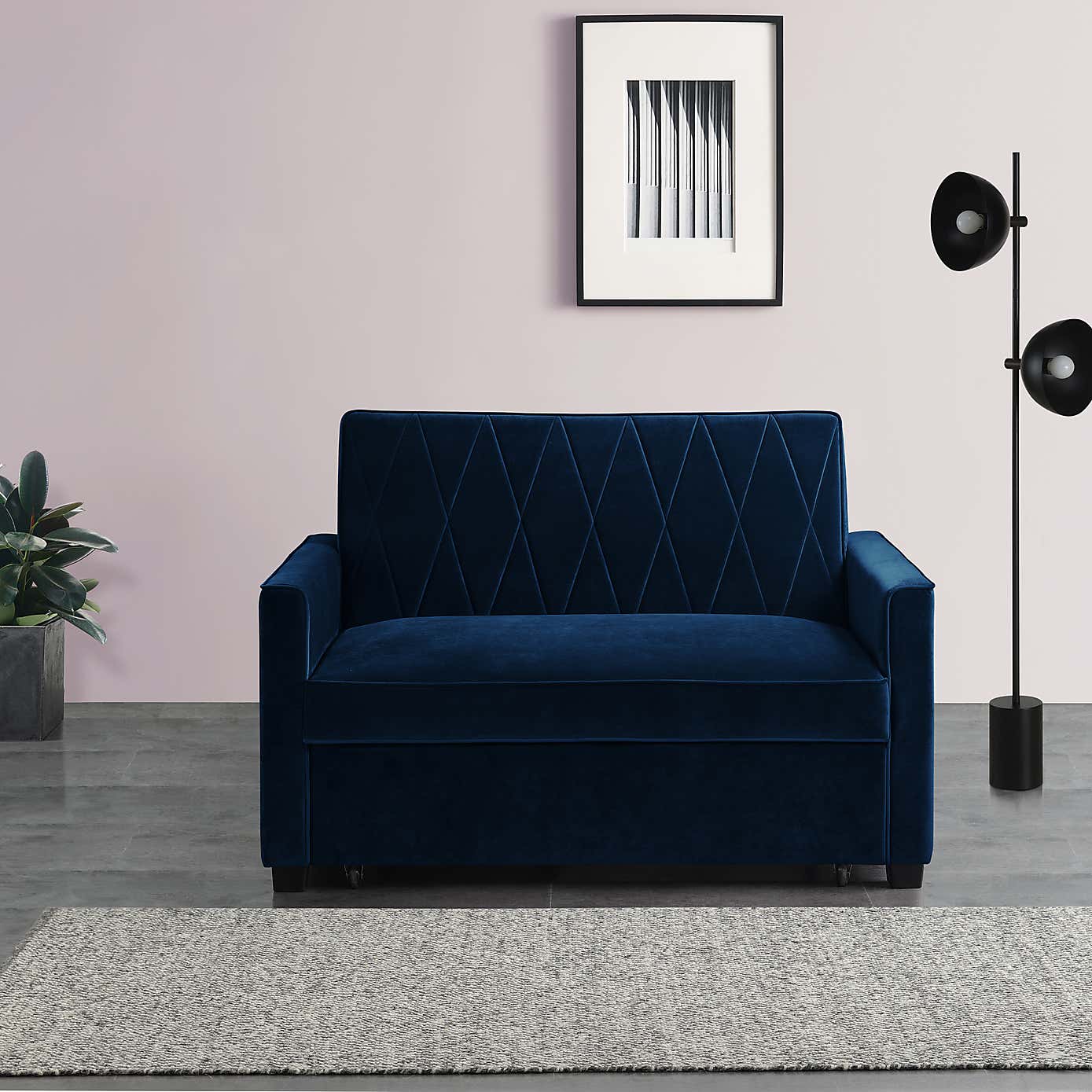 Serena Velvet 2 Seater Sofa Bed