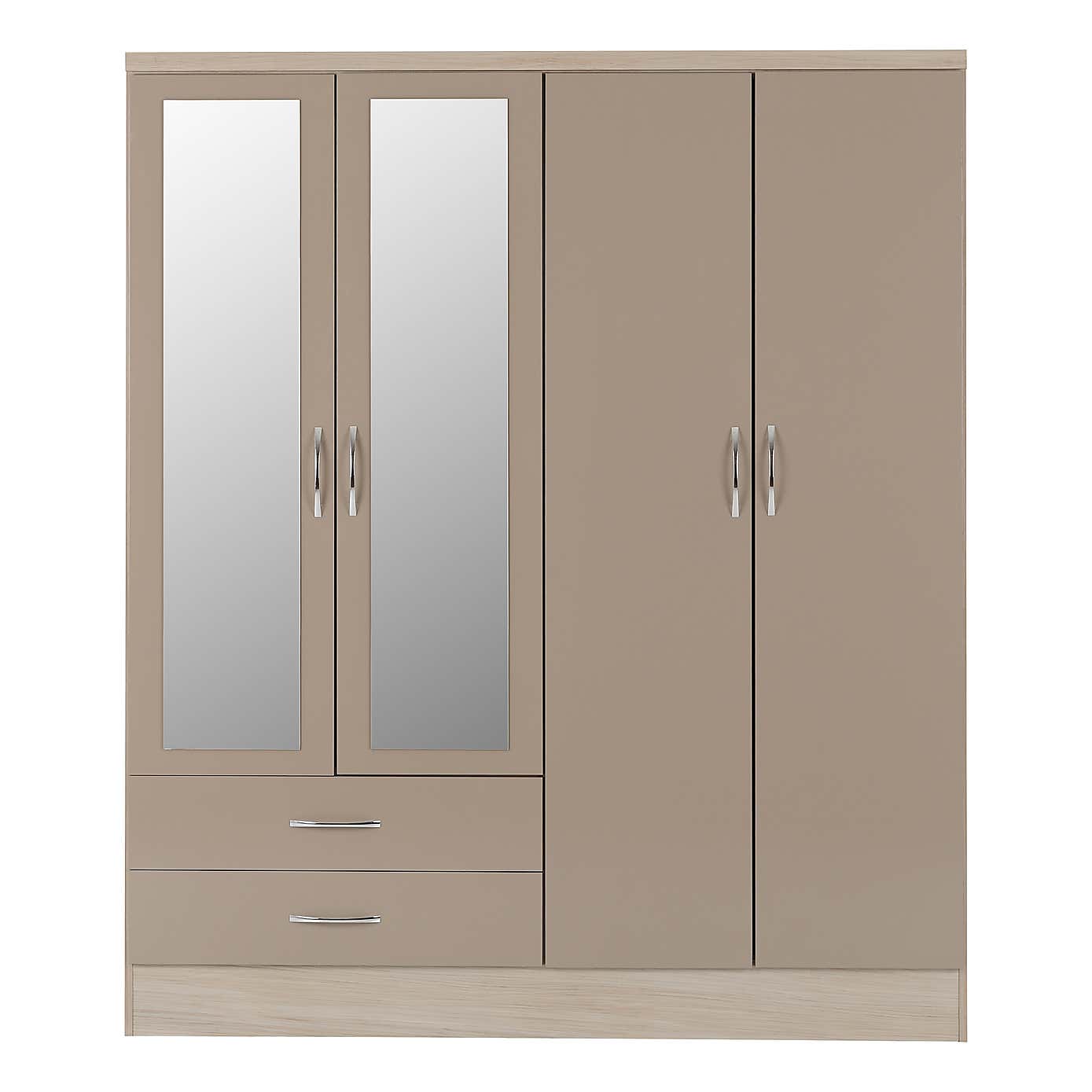 Nevada White 4 Door Wardrobe