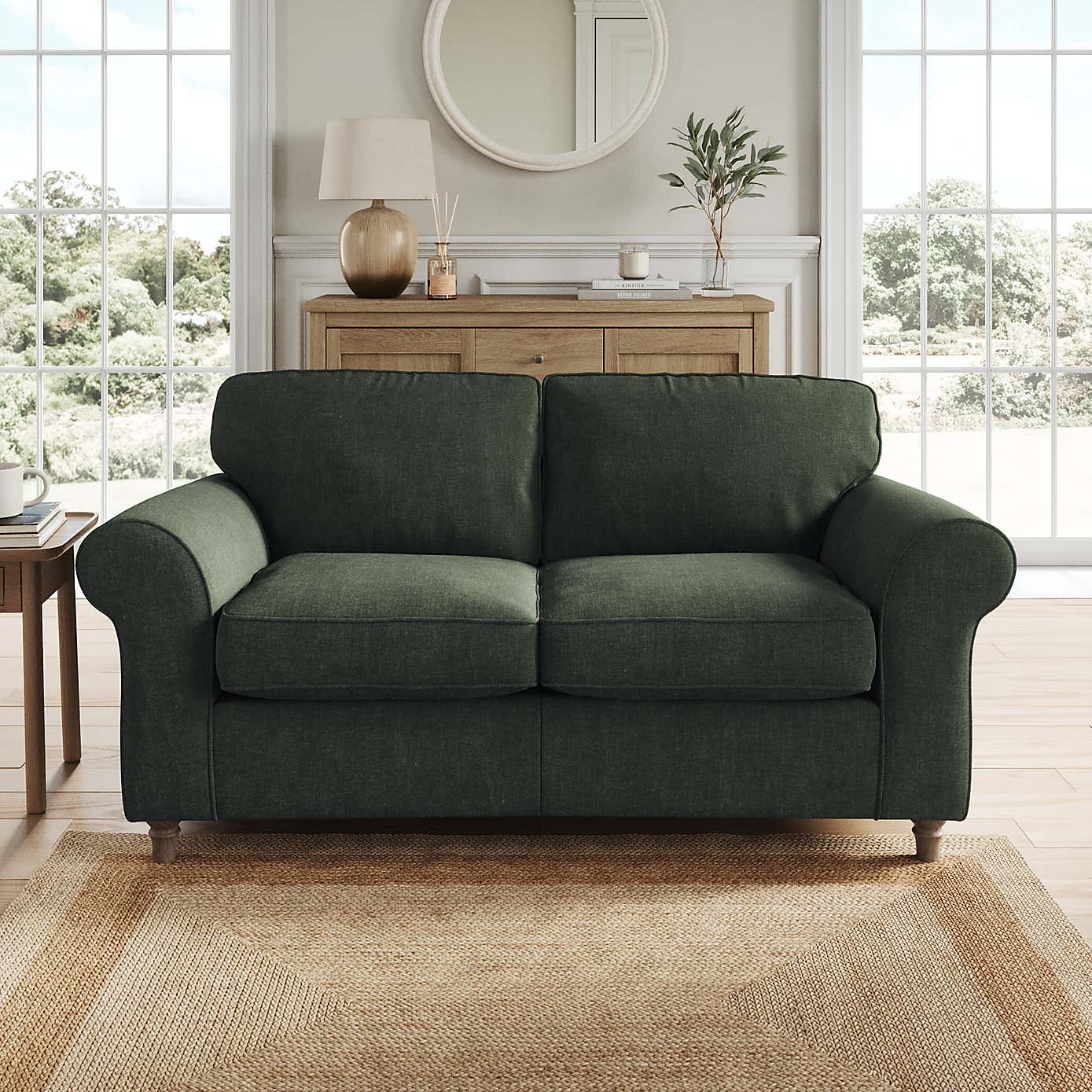 Flori 2 Seater Sofa, Tonal Plush Chenille