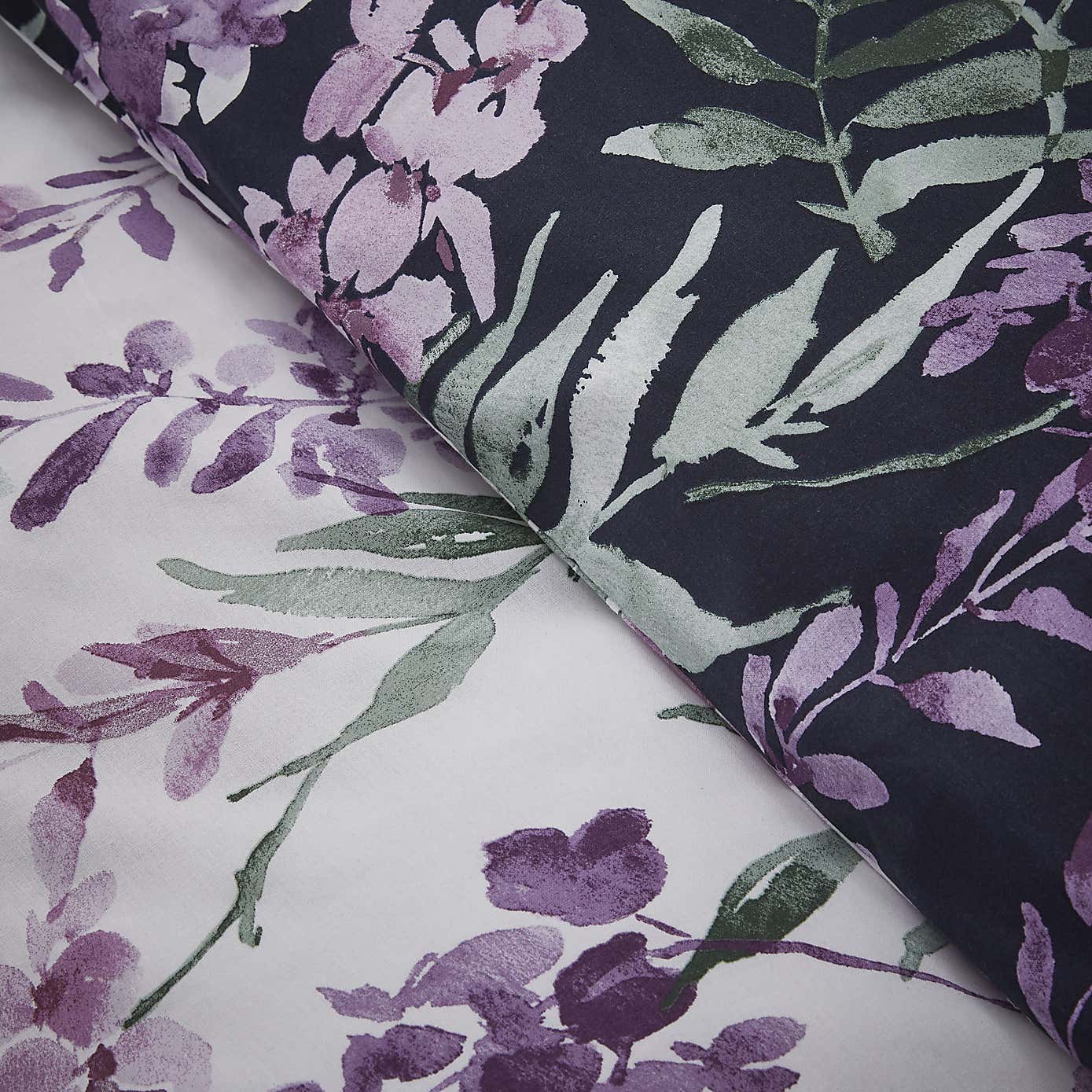 Catherine Lansfield Wisteria Reversible White Duvet Cover & Pillowcase Set