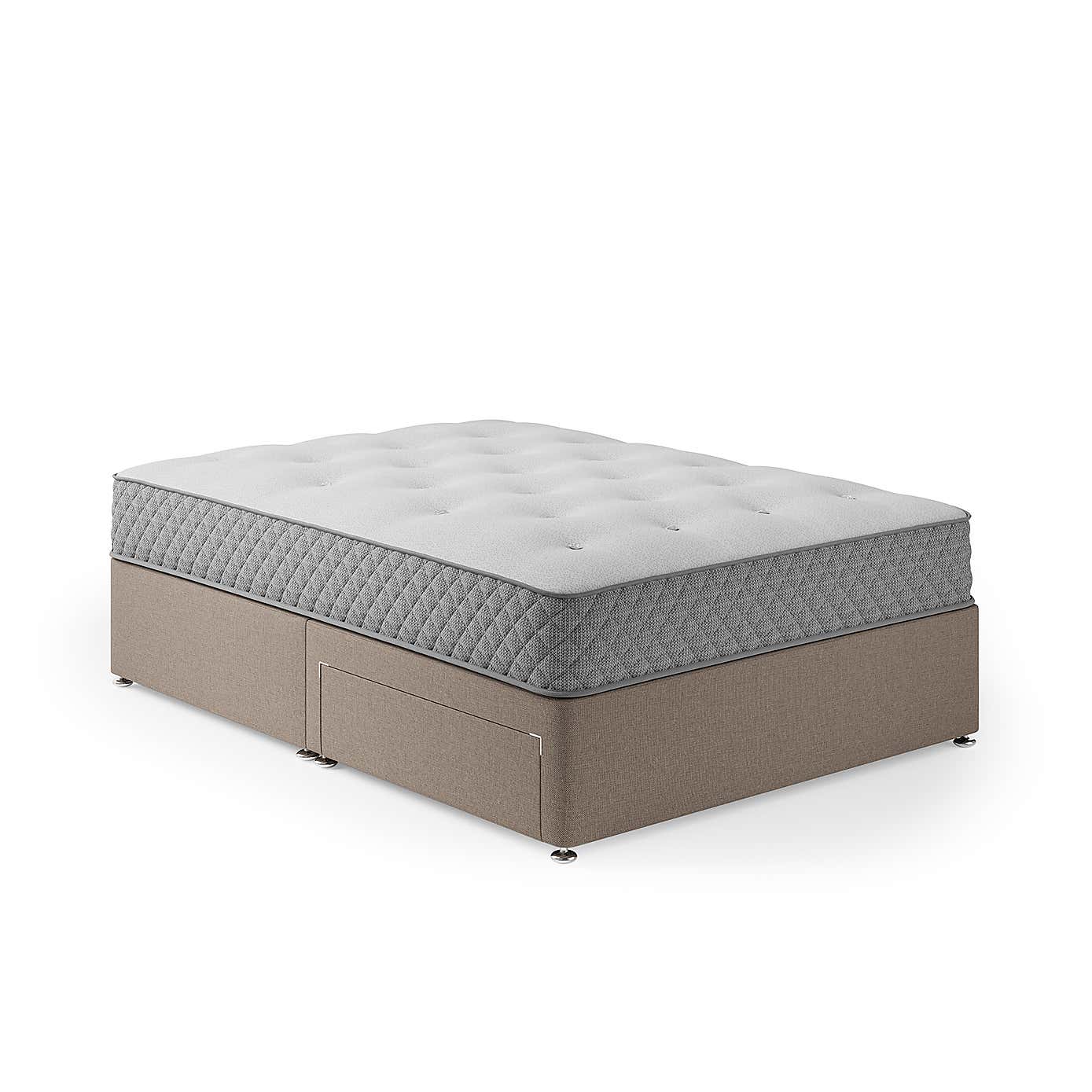 Fogarty Open Coil Memory Foam Mattress Divan Set, Faux Linen