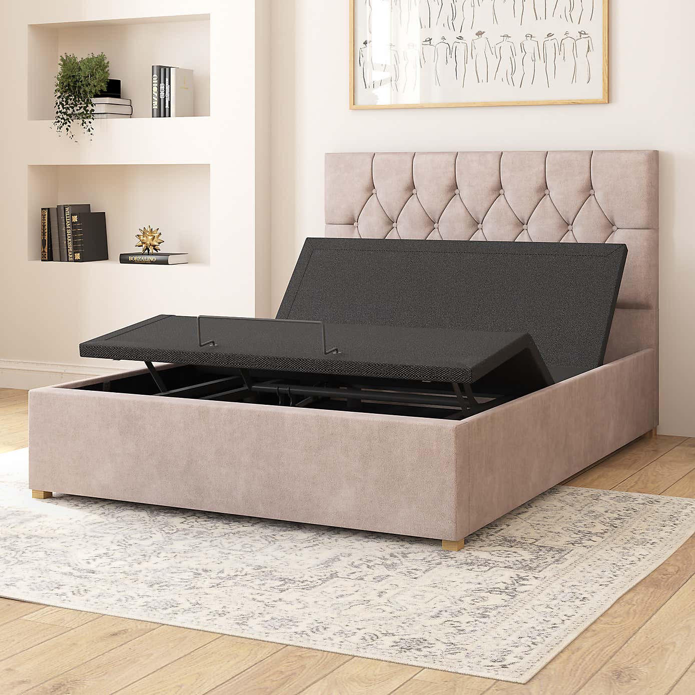 Olivier Plush Velvet Adjustable Bed