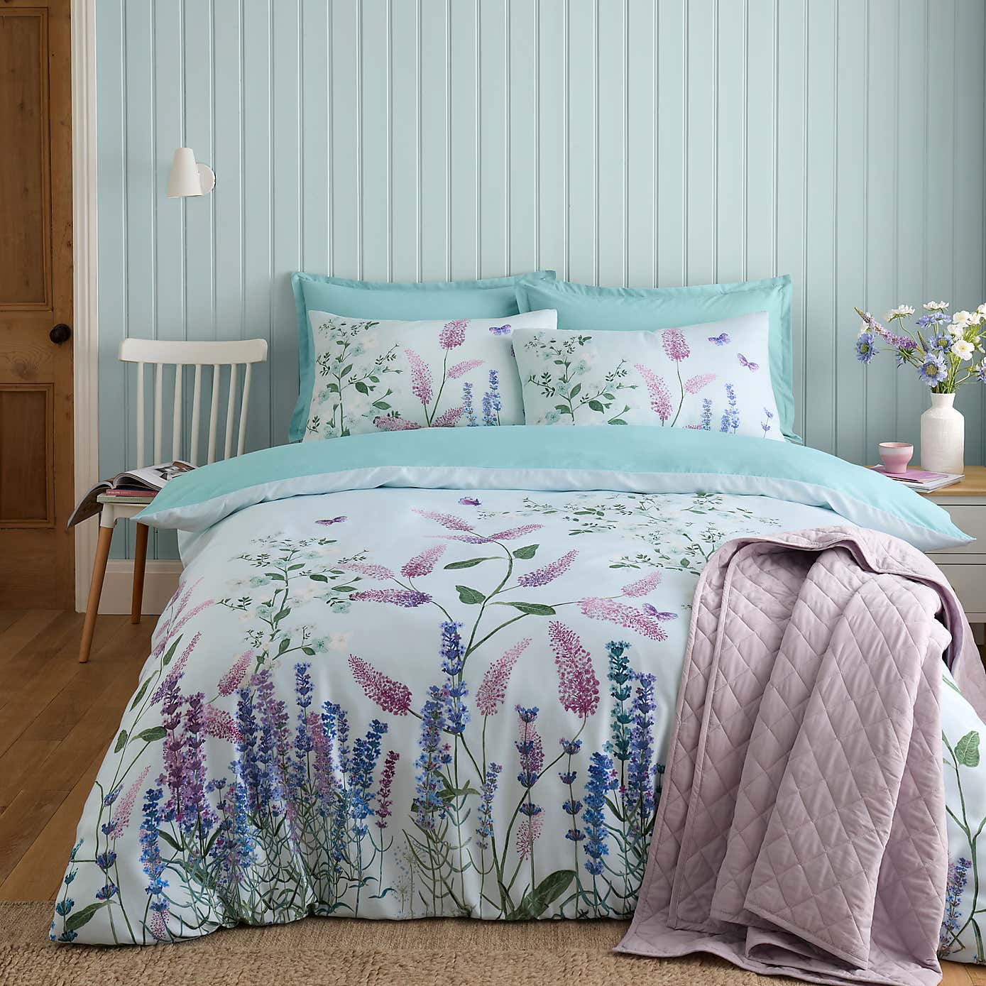 Butterfly Fields 180 Thread Count Cotton Sateen Duvet Cover & Pillowcase Set