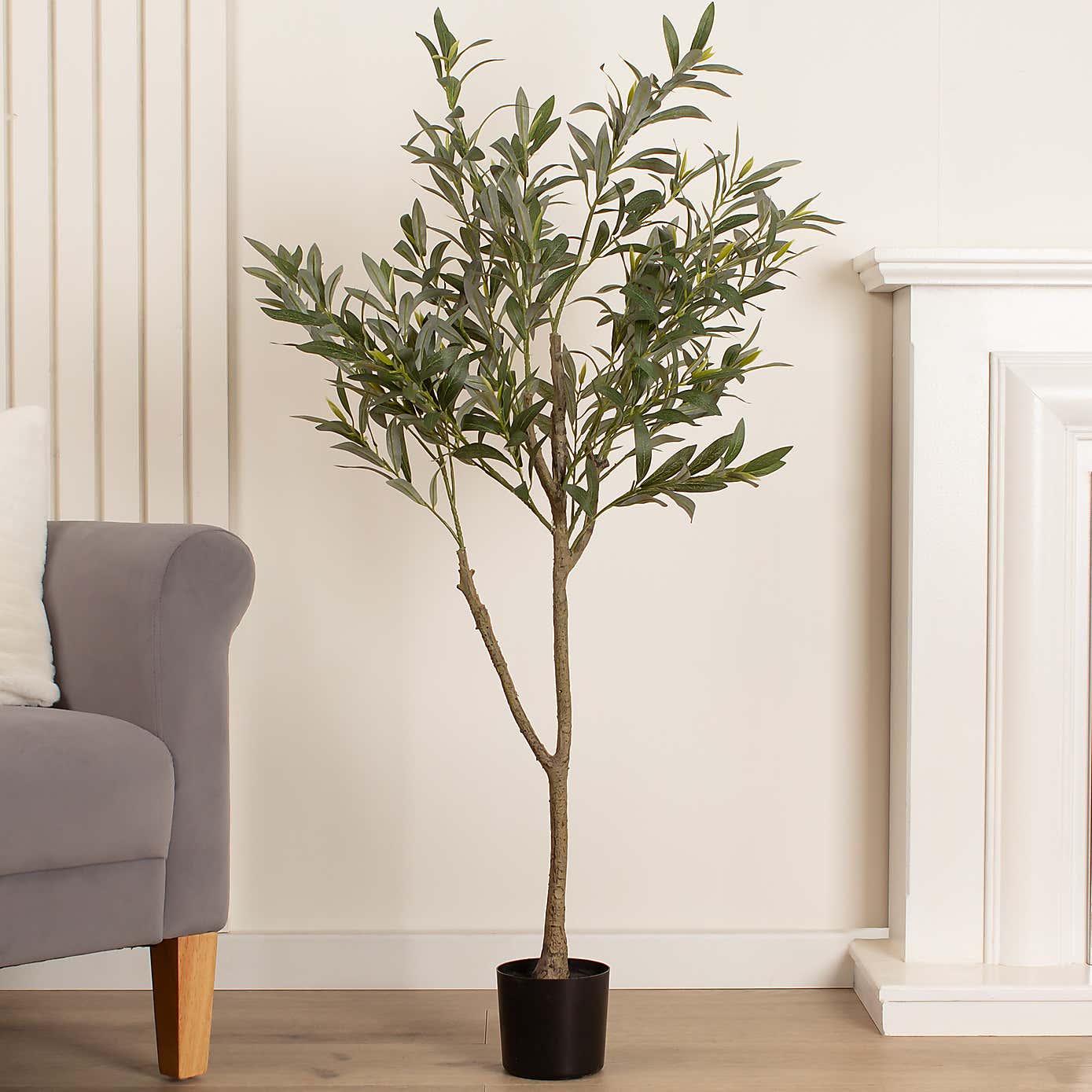 Artificial Olive Tree in Black Plastic Plant Pot