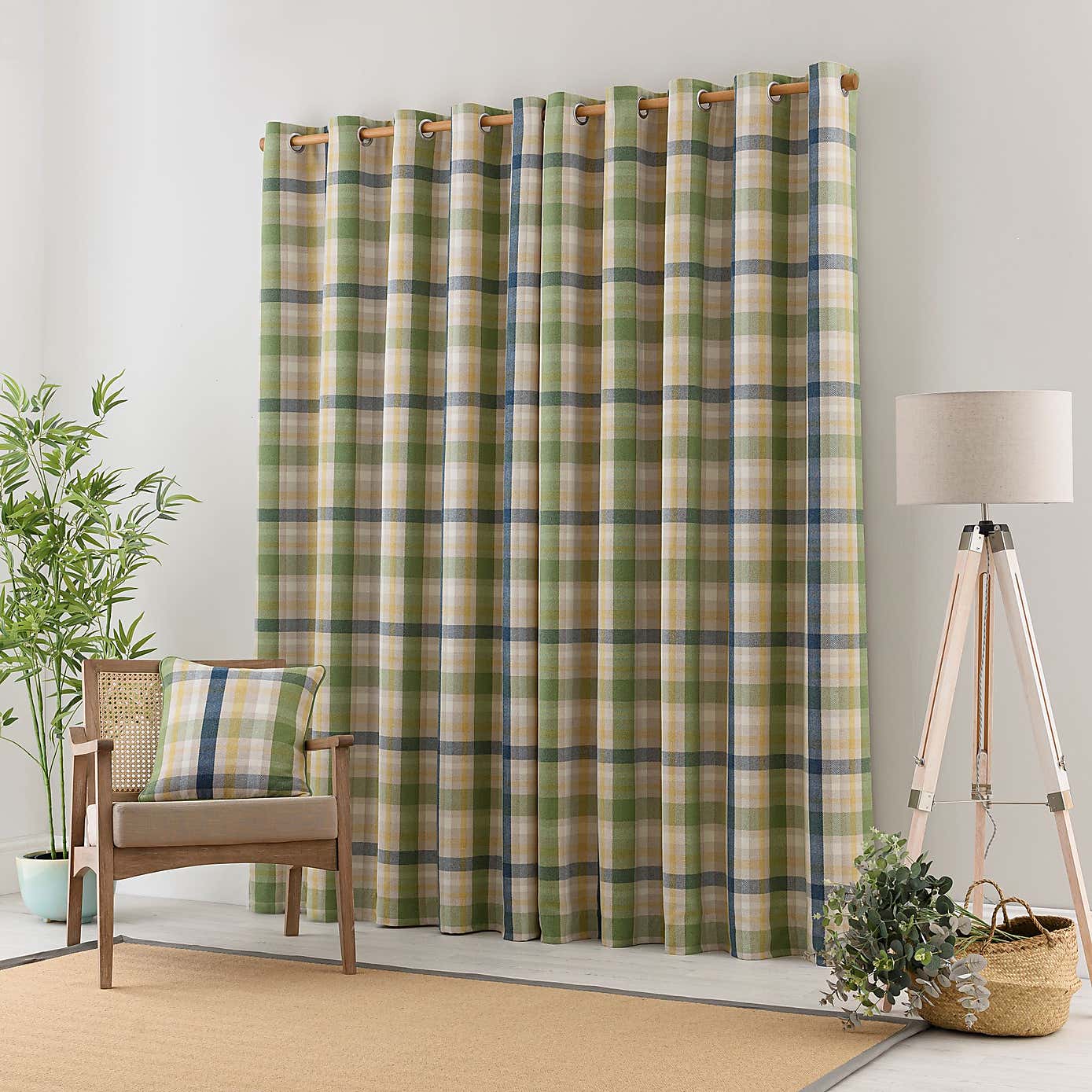 Kempton Check Eyelet Curtains