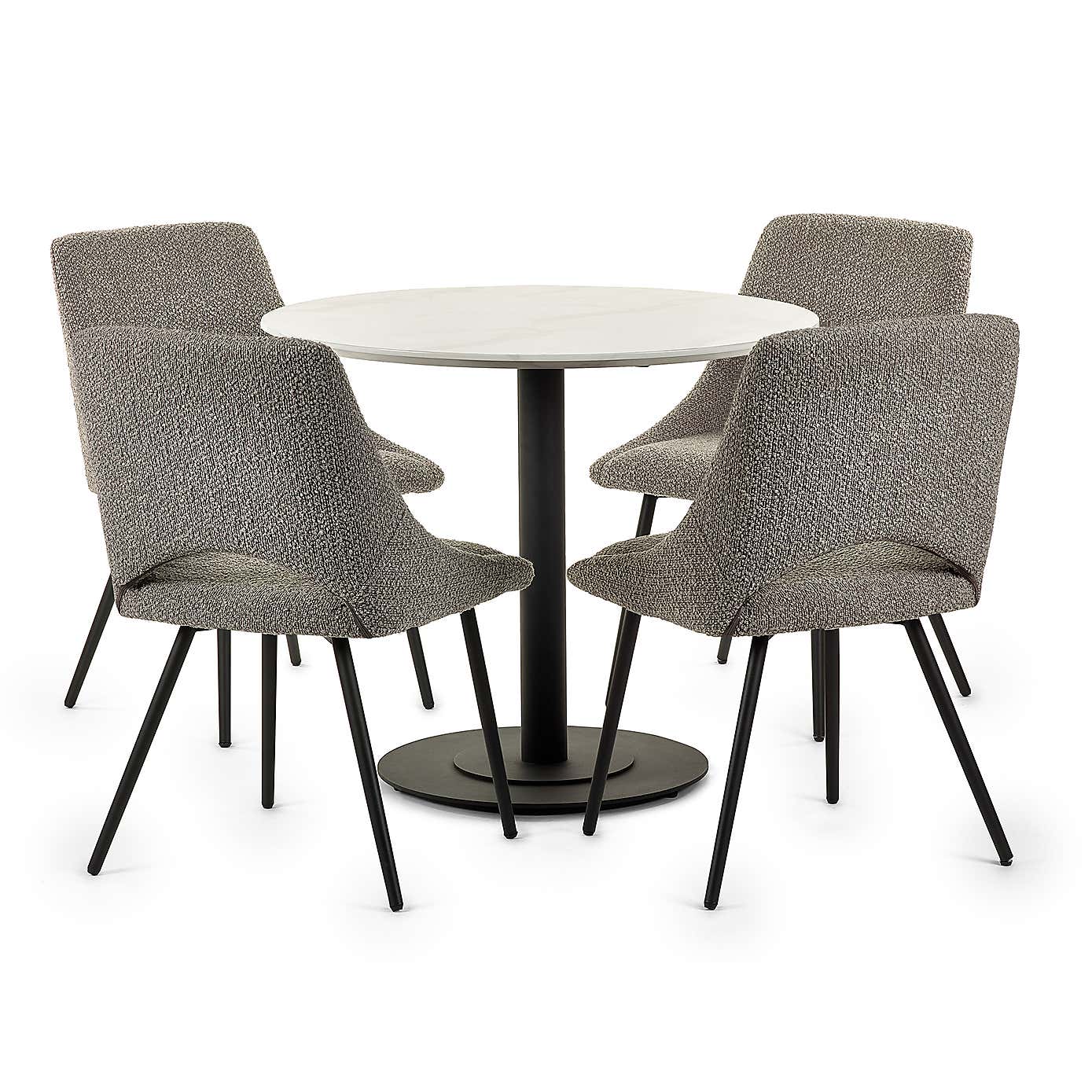 Luca 4 Seater Round Dining Table, Marble