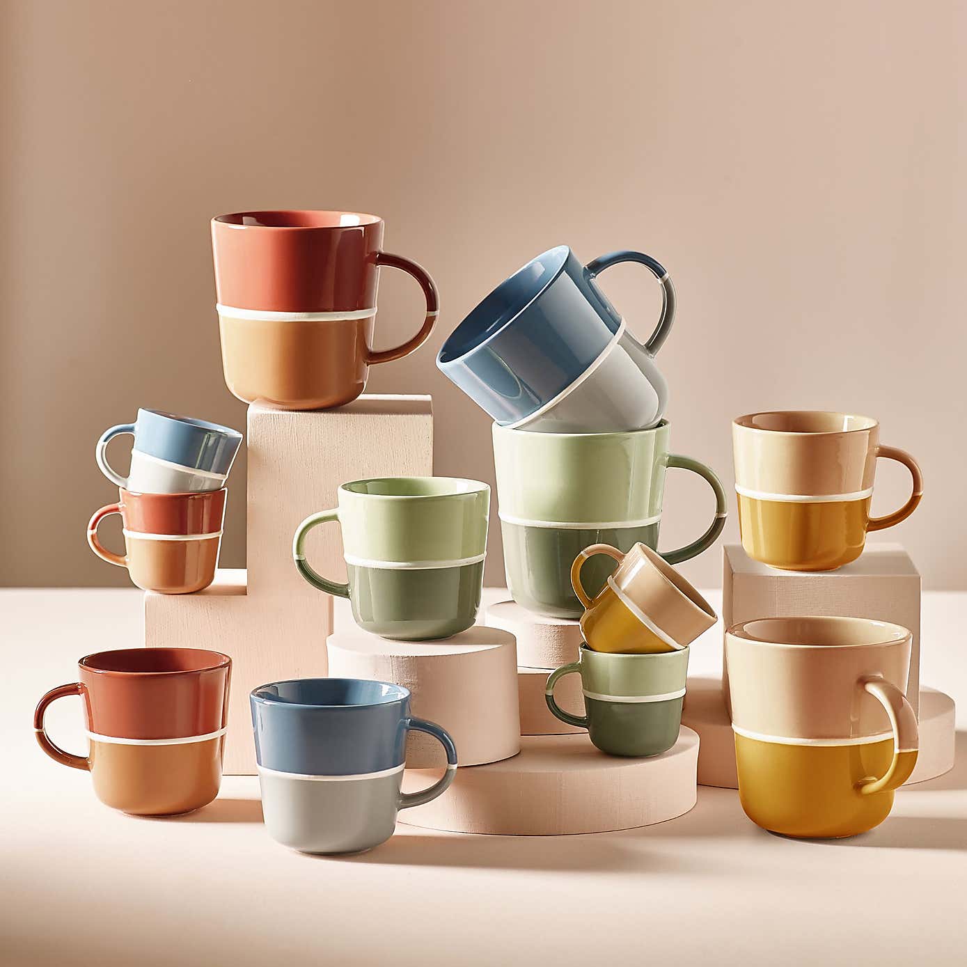 PurerHome Set of 2 Fire Fine China Little Brew Mugs