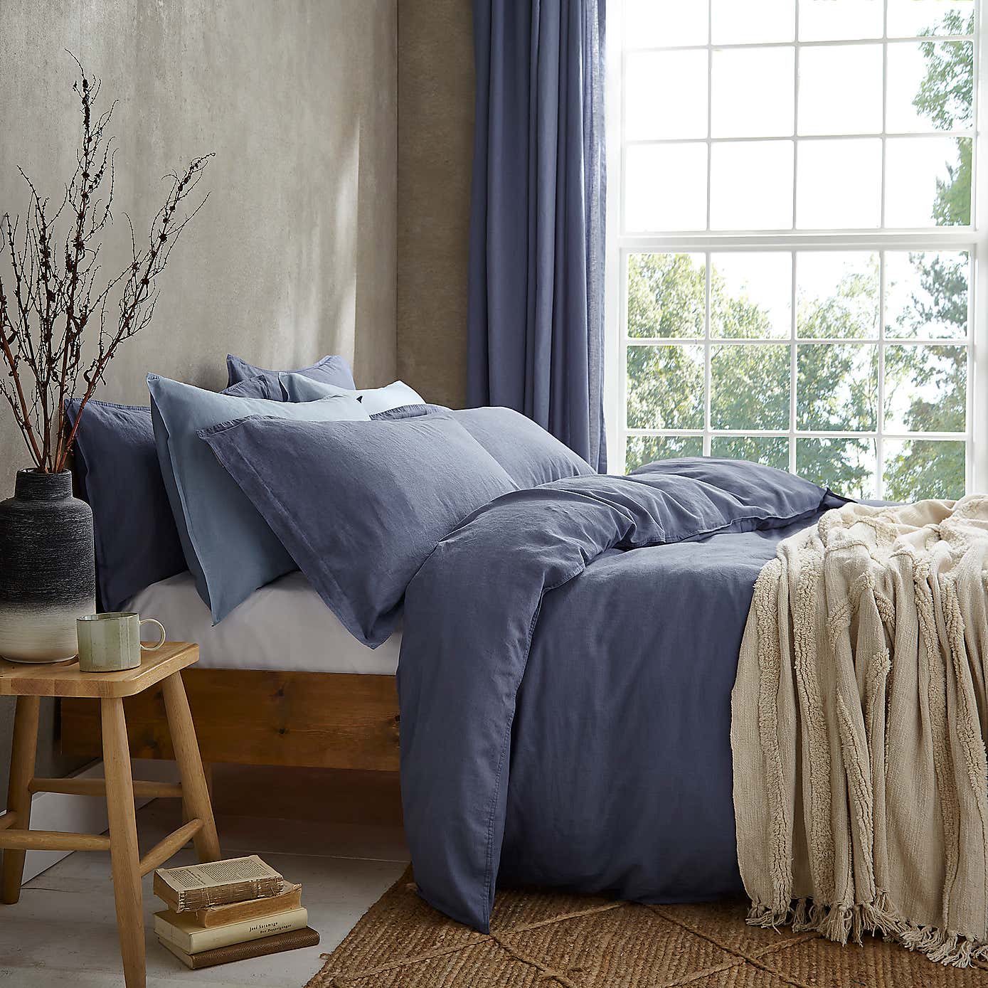 Cotton Linen White Duvet Cover & Pillowcase Set