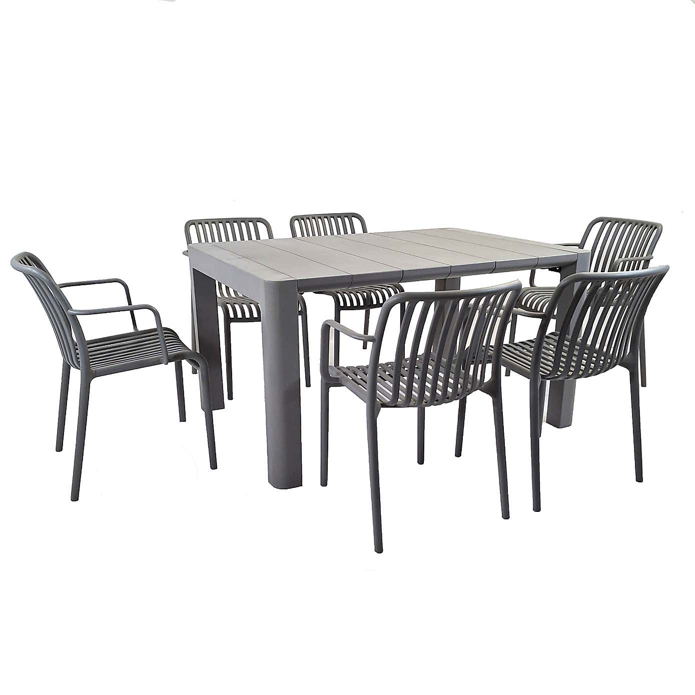 Modura Henrik Rectangular Dining Table with 6 Alma Armchairs