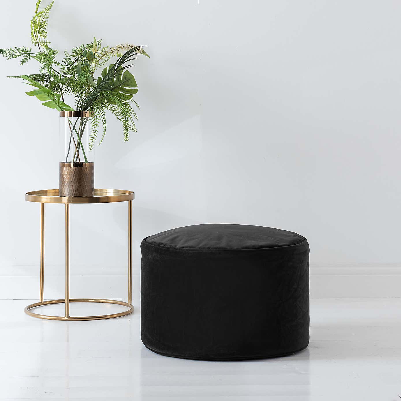 Eliza Velvet Old Gold Pouffe