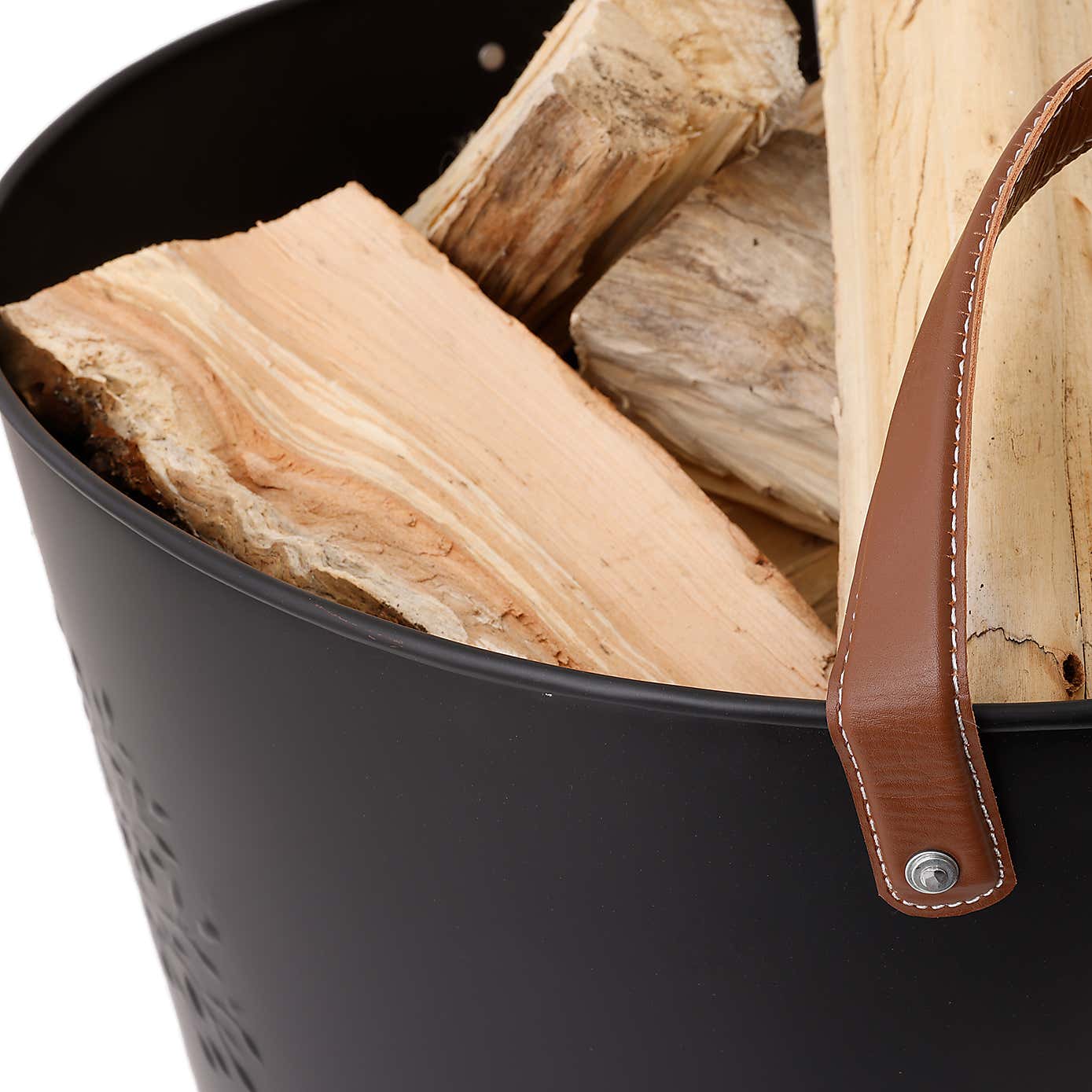 Snug - Fireside Mulberry Iron & Leather Firewood Bucket