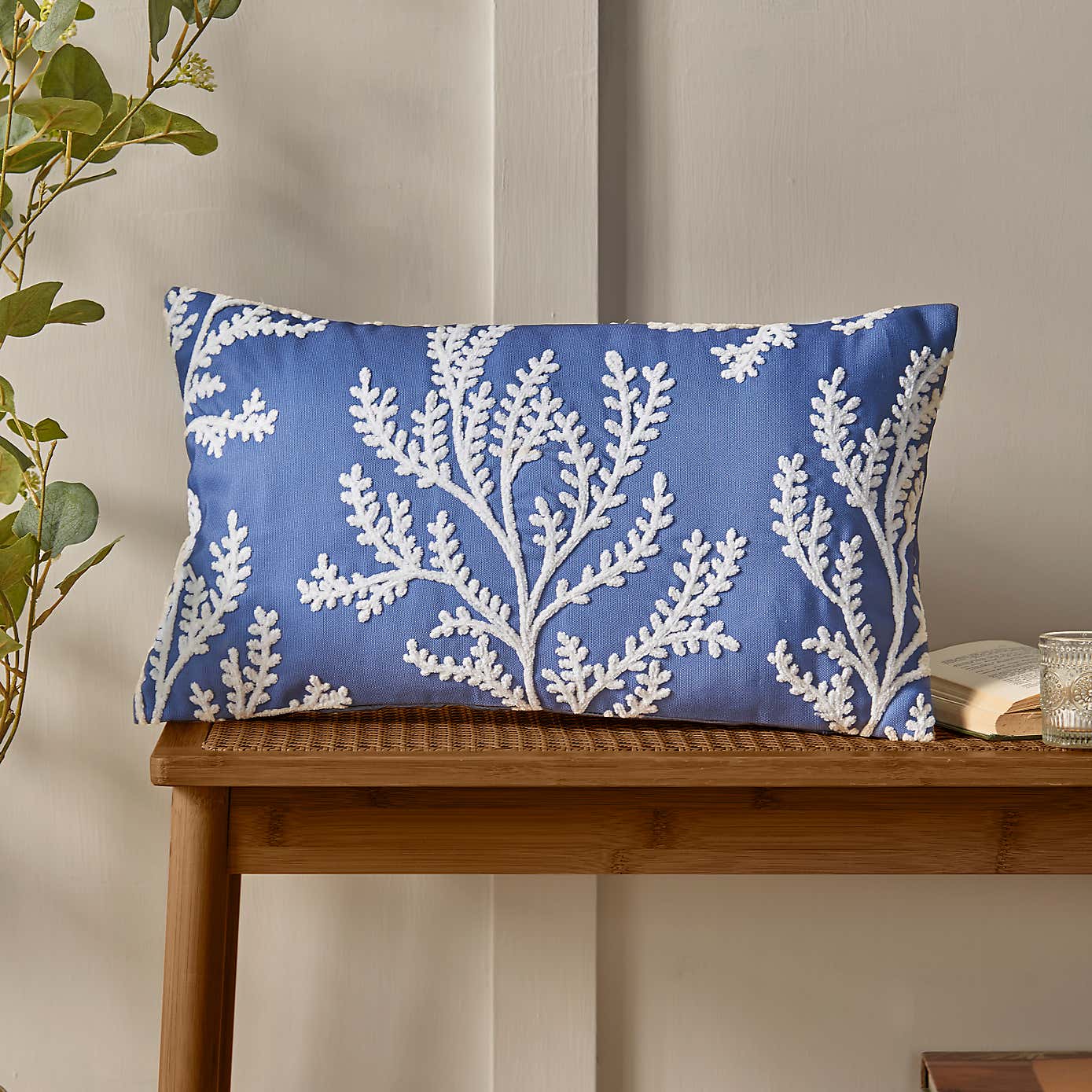 Catherine Lansfield Coral Leaf Cushion