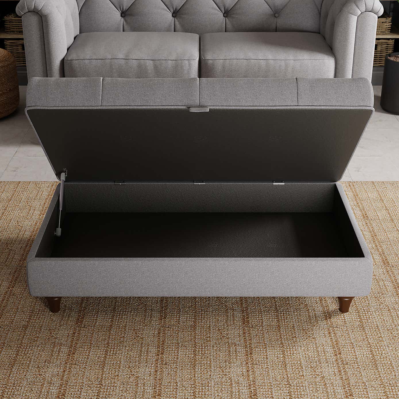 Chesterfield Soft Texture Storage Footstool
