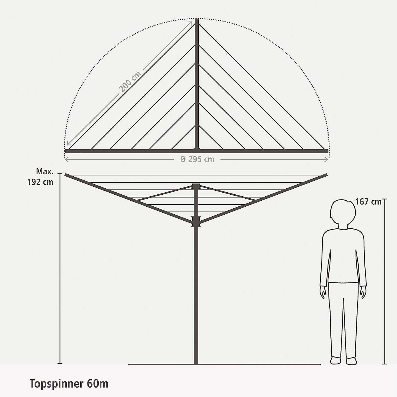 Brabantia 60 Metre 4 Arm Rotary Top Spinner Washing Line