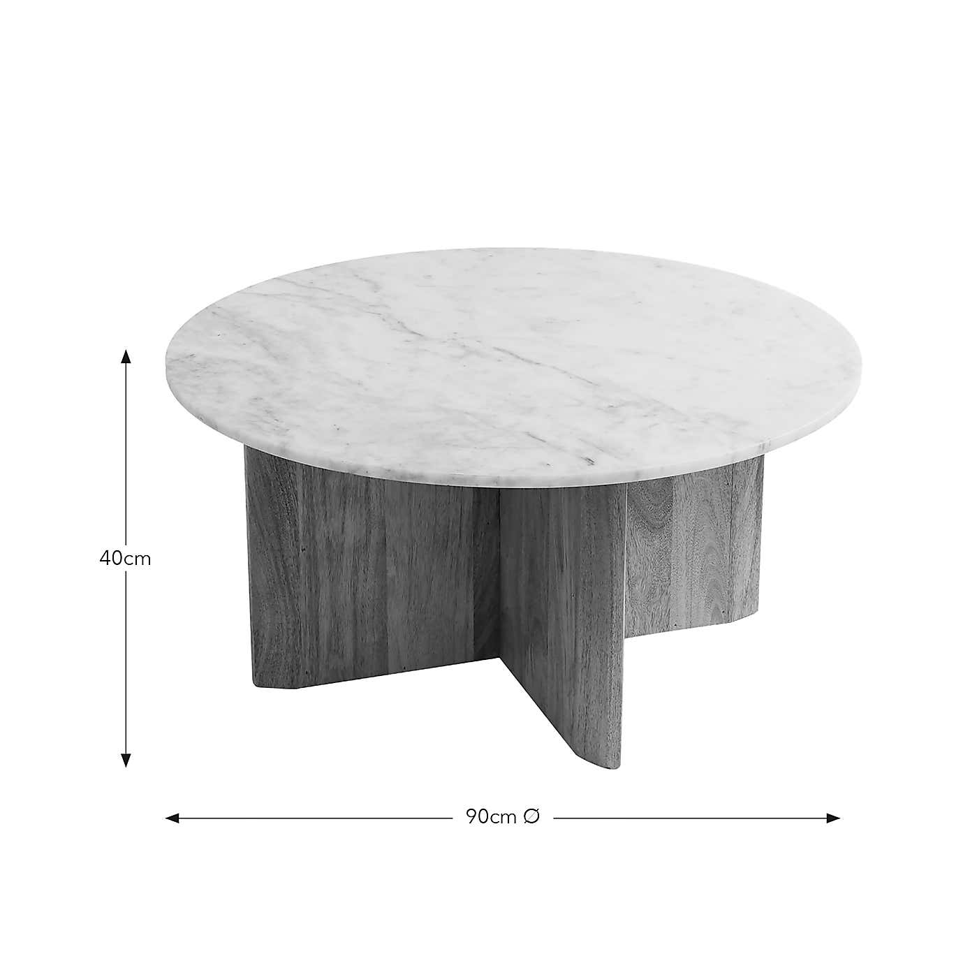 Arya Round Coffee Table, Mango Wood and Marble