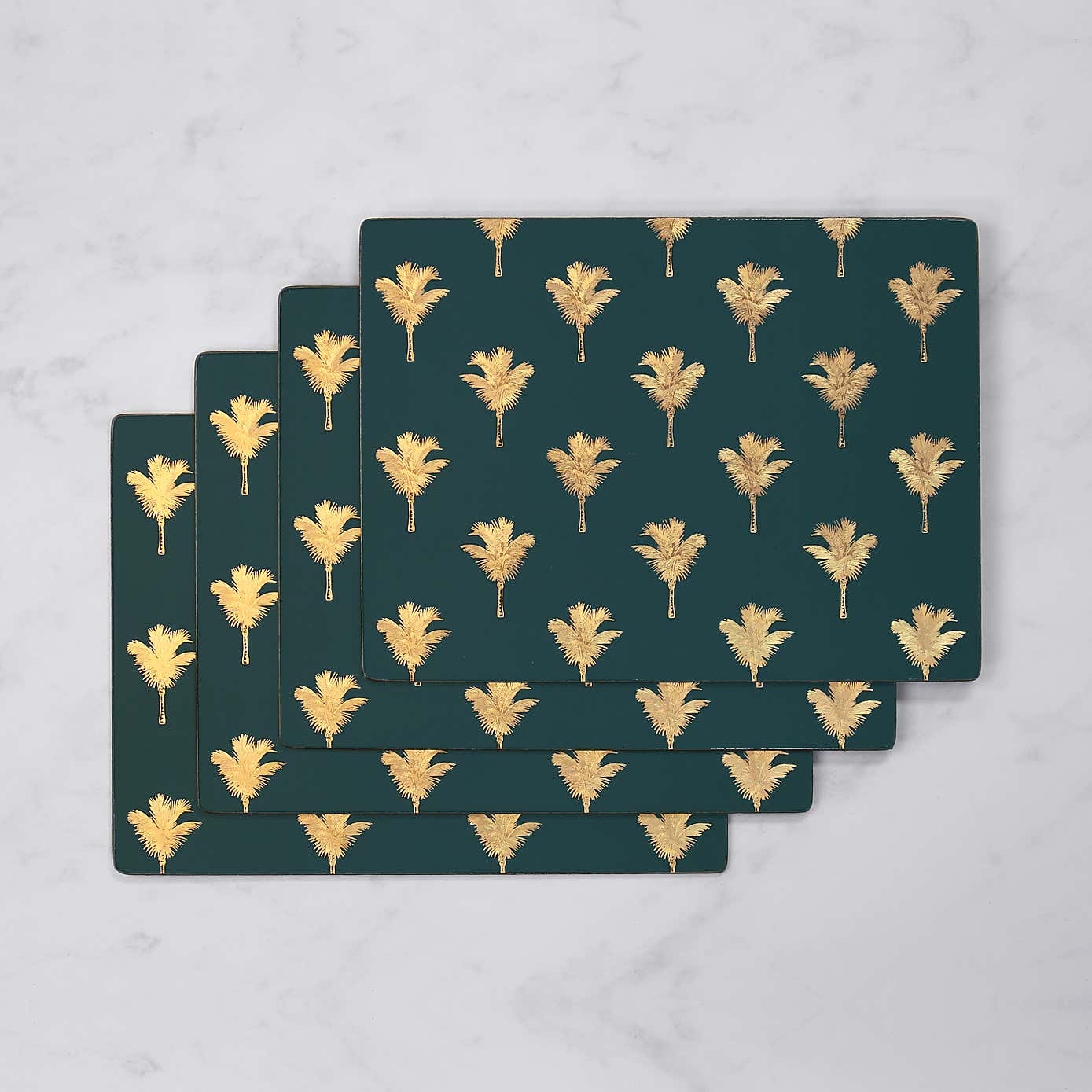 Set of 4 Luxe Palm Metallic Cork Back Placemats