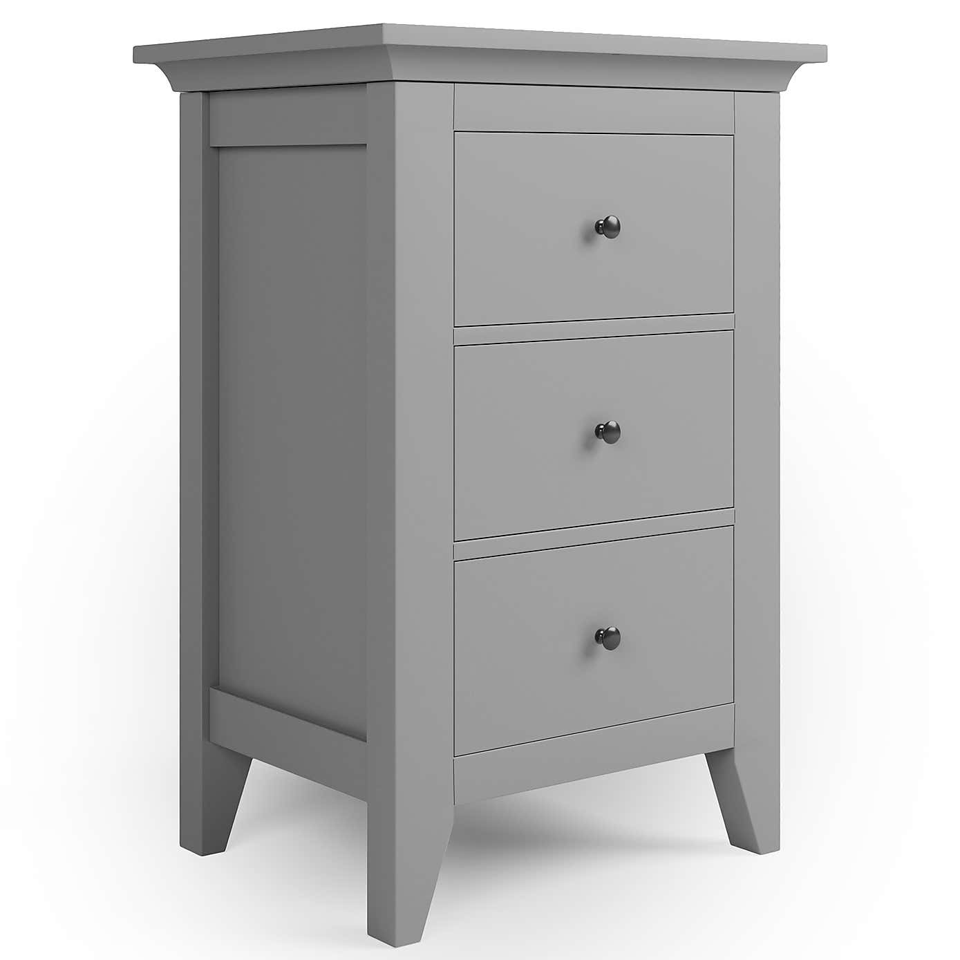 Lynton Grey 3 Drawer Bedside Table