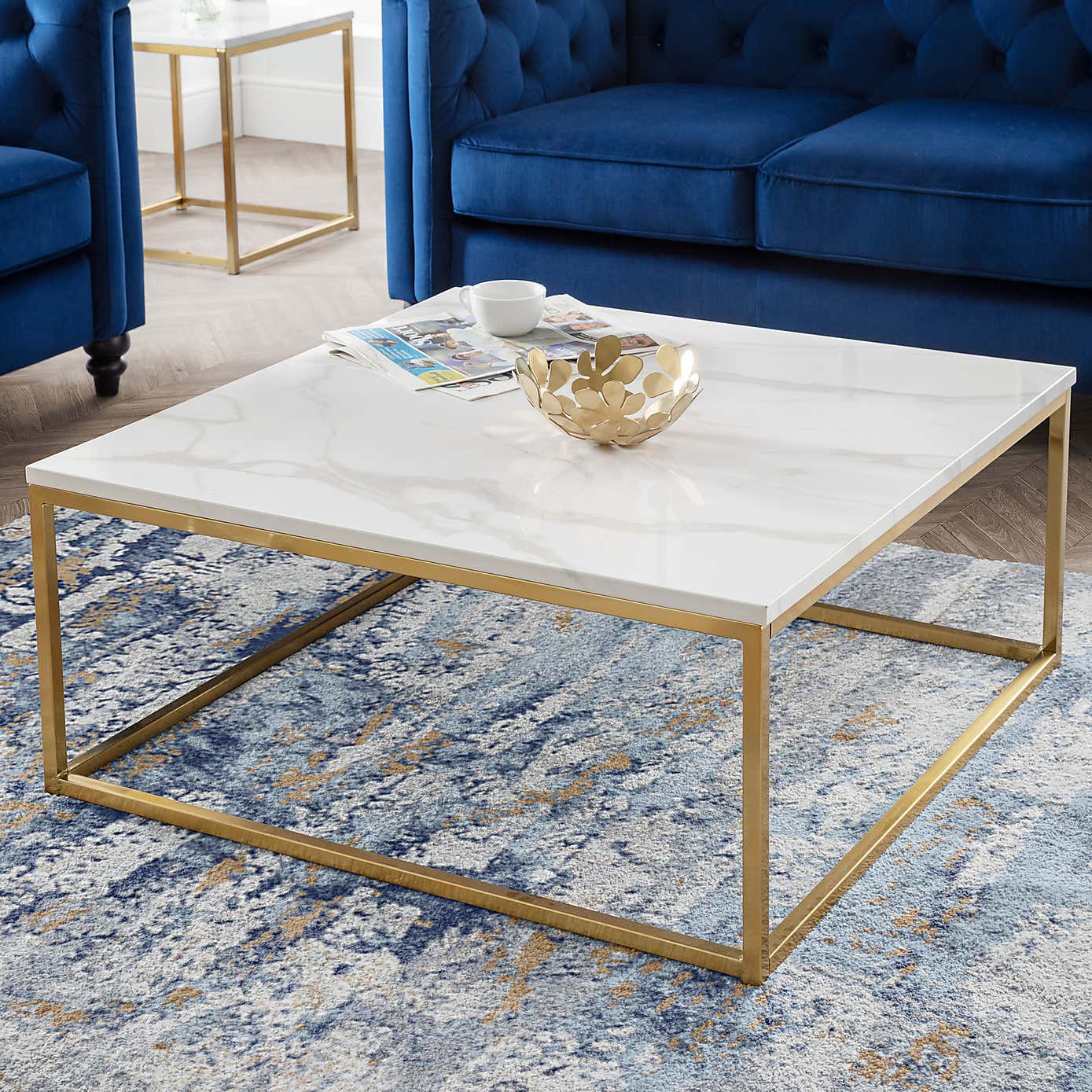 Scala Marble Effect Gold Coffee Table