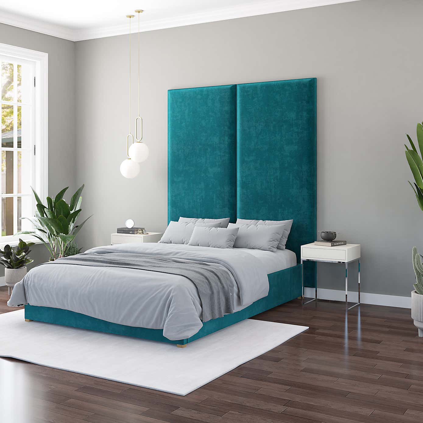 Hanging Wall Panel Dual Mount Plush Velvet Headboard