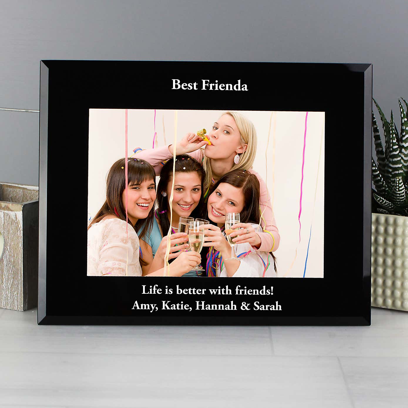 Personalised Black Glass Landscape Photo Frame