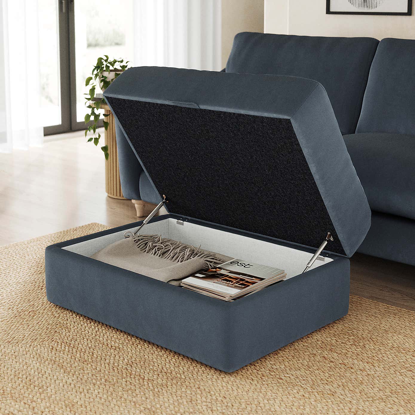 Hattie Matte Plush Velvet Storage Footstool