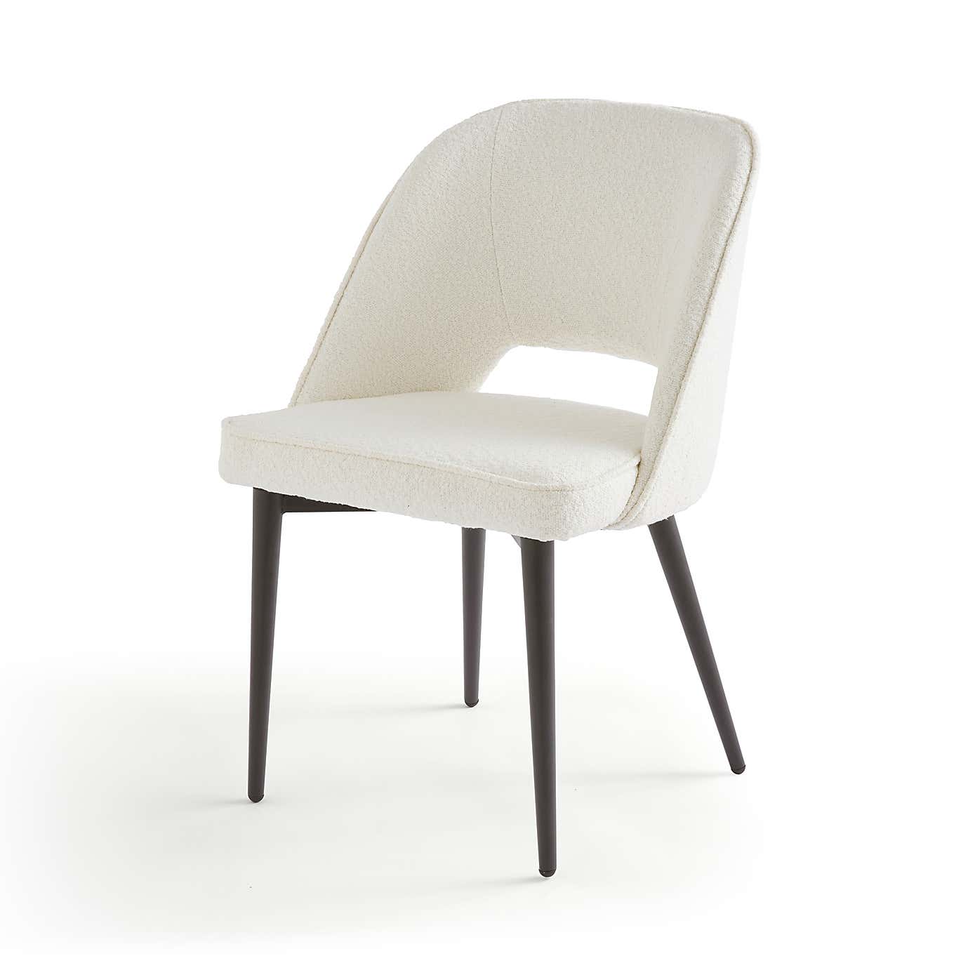 Effy Round Dining Table with 4 Lillia Ivory Boucle Dining Chairs