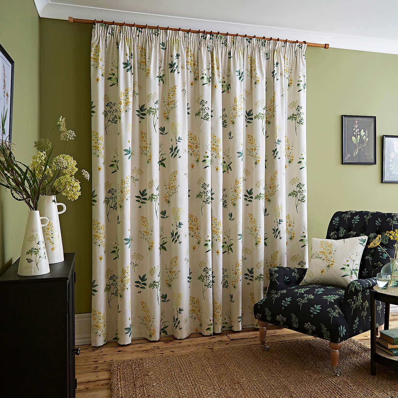 Natural History Museum Marsh Botanical Pencil Pleat Curtains