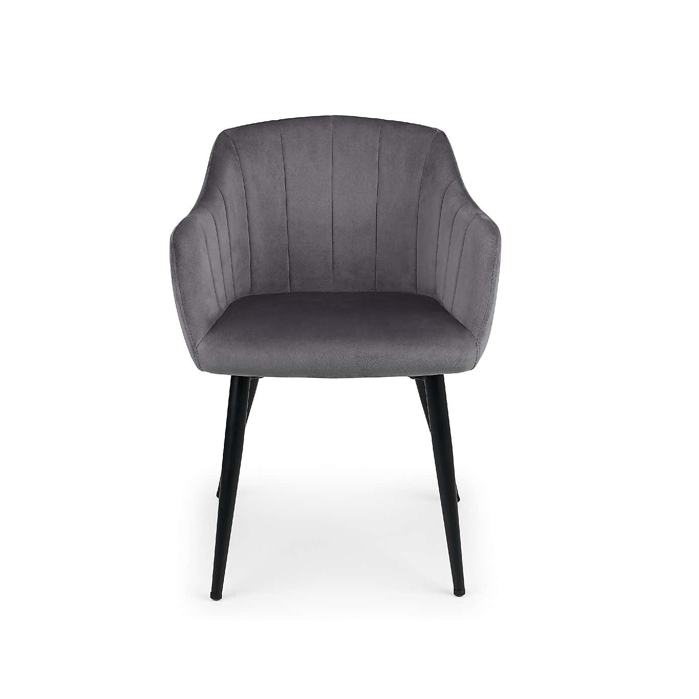 Hobart Set of 2 Scalloped Dining Chairs Grey