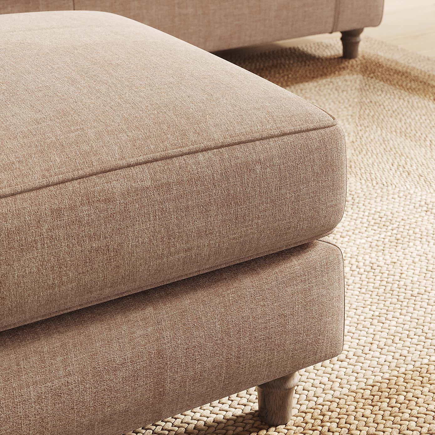 Flori Footstool, Tonal Plush Chenille