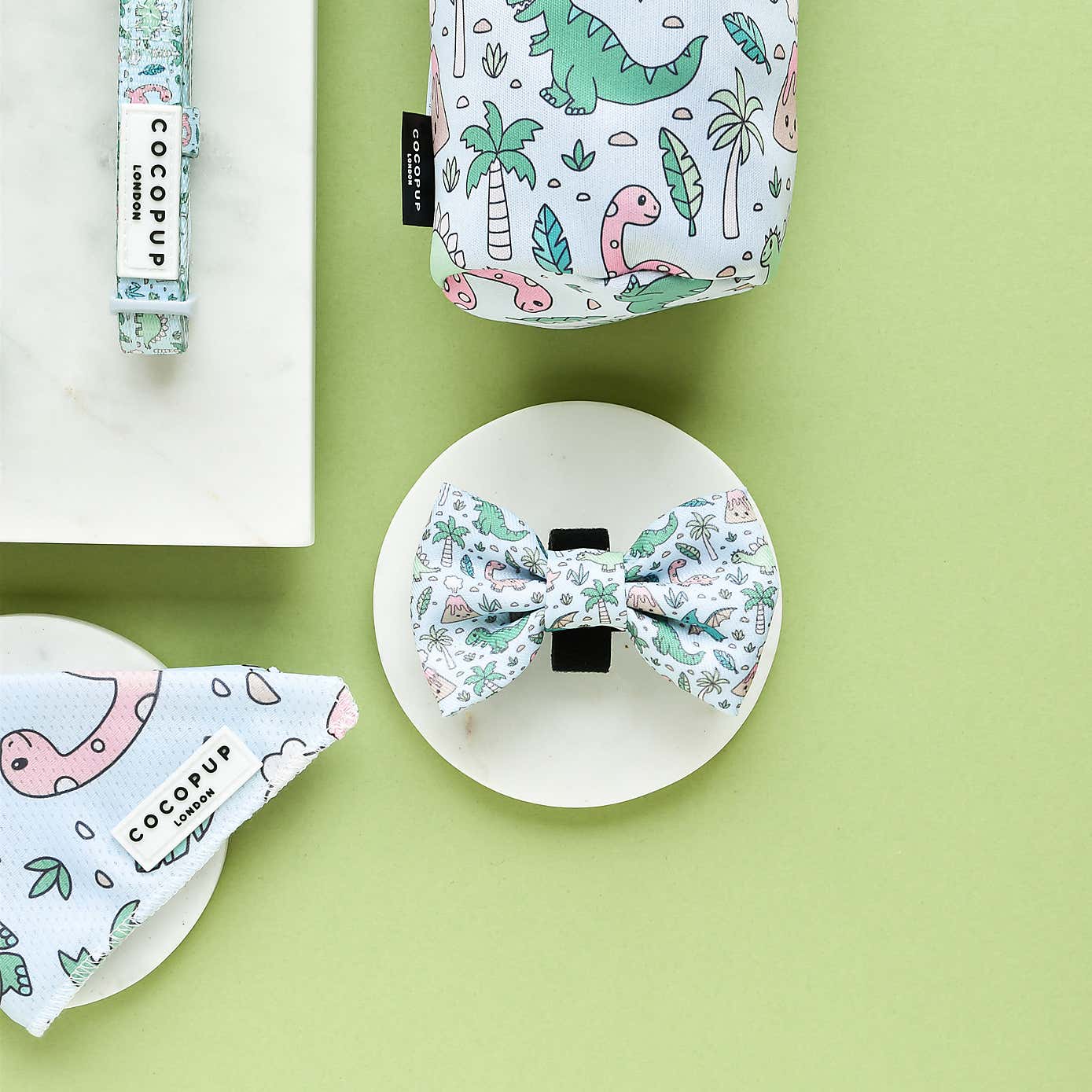 Cocopup Dinopaws Dog Bow Tie, Treat Pouch and Bandana Bundle