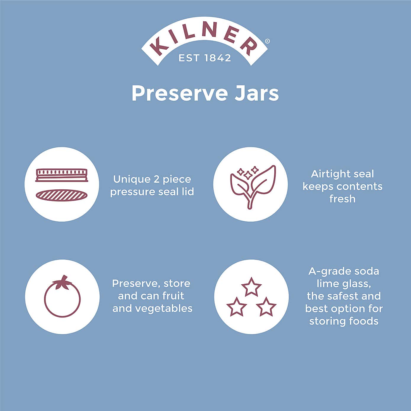 Kilner Wide Mouth Preserve Jar 1 litre