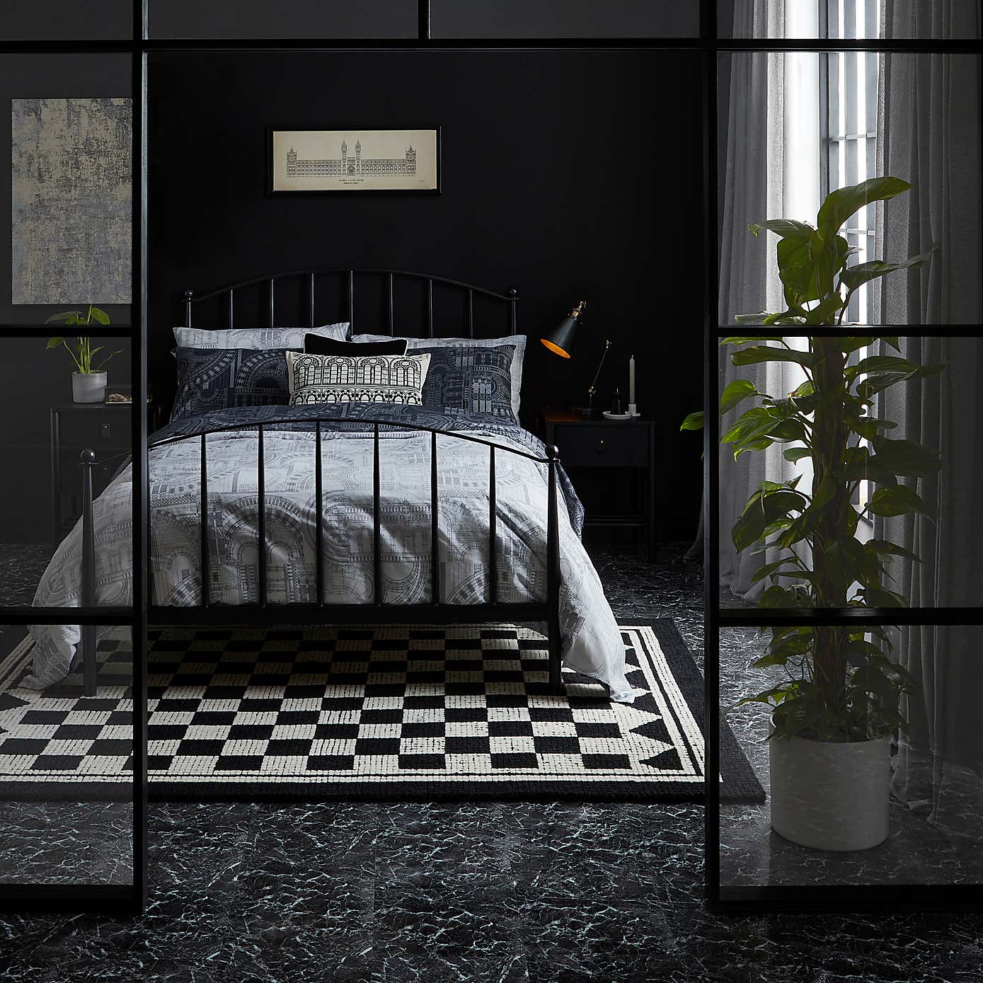 NHM Waterhouse Charcoal Duvet Cover and Pillowcase Set