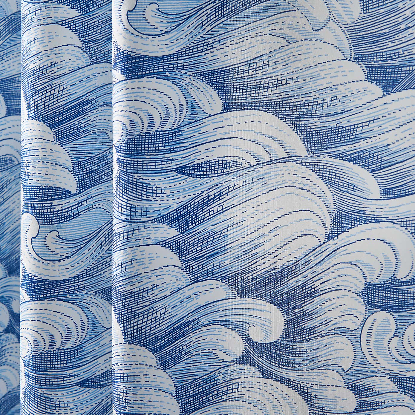 Waves Blue Shower Curtain