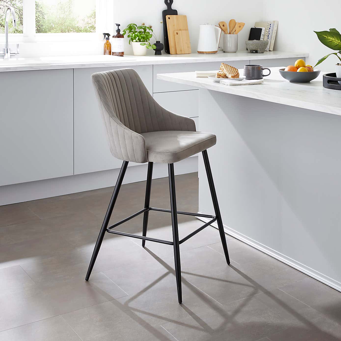 Shea Bar Stool, Velvet